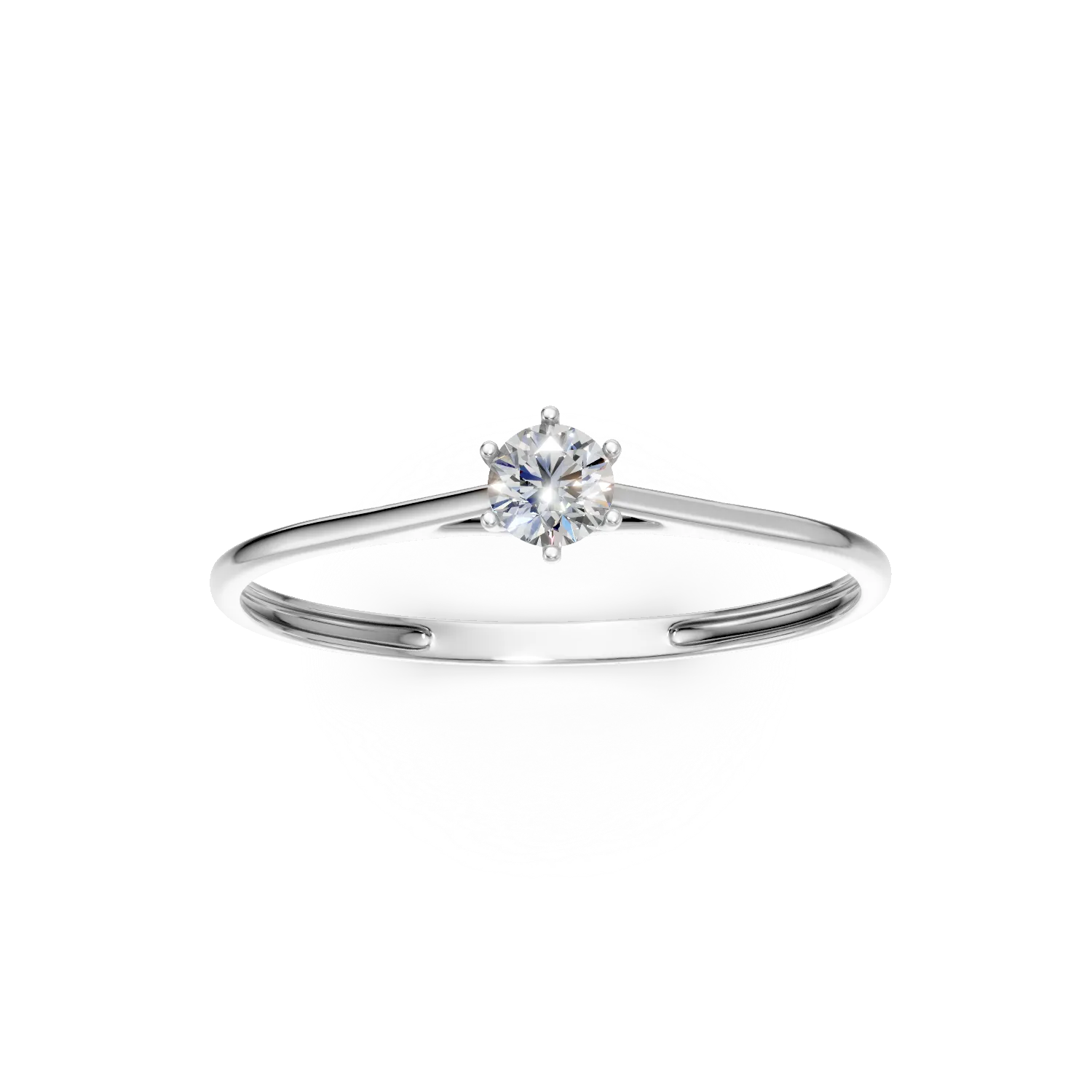 Inel de logodna din aur alb cu diamant solitaire creat in laborator de 0.15ct