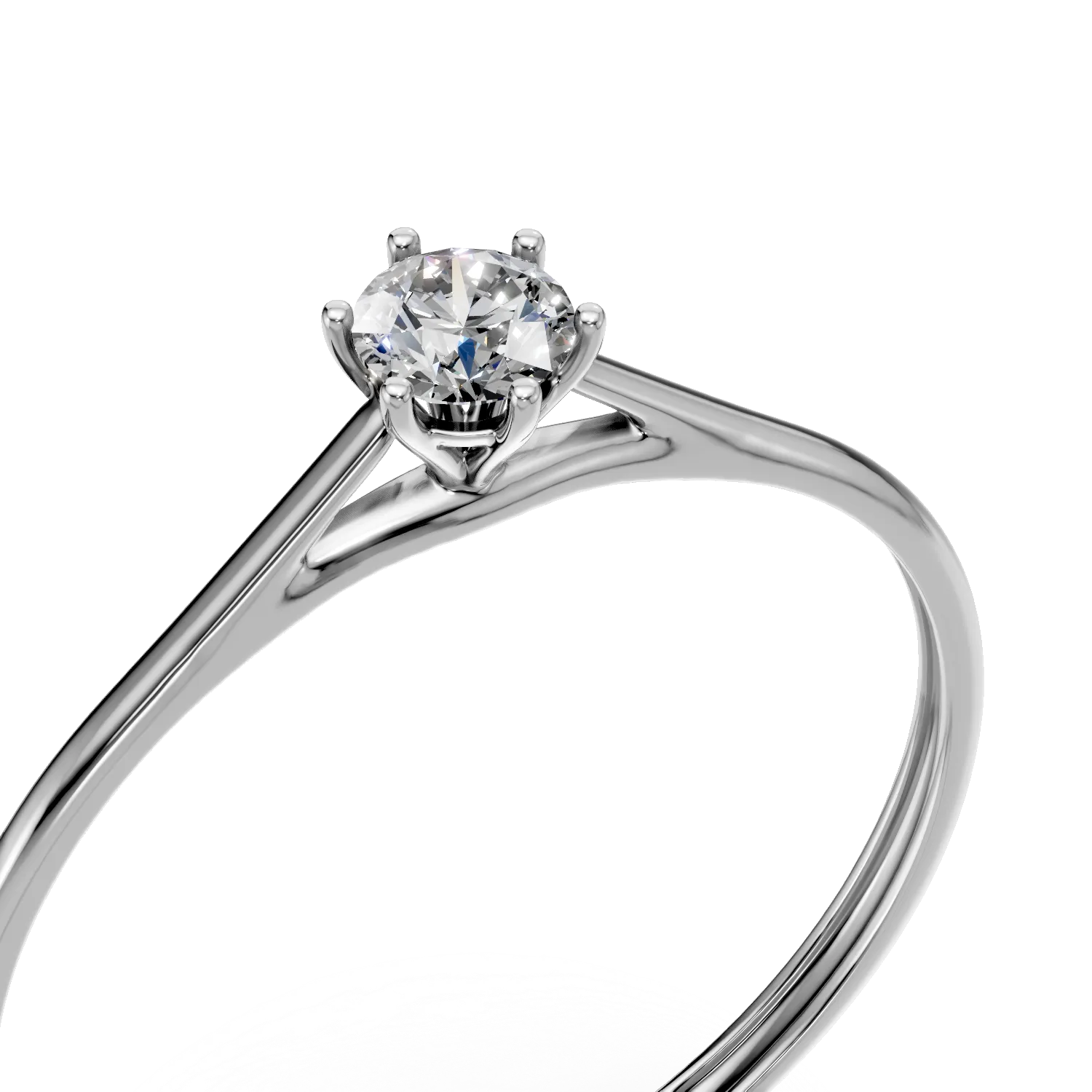 Inel de logodna din aur alb cu diamant solitaire creat in laborator de 0.15ct