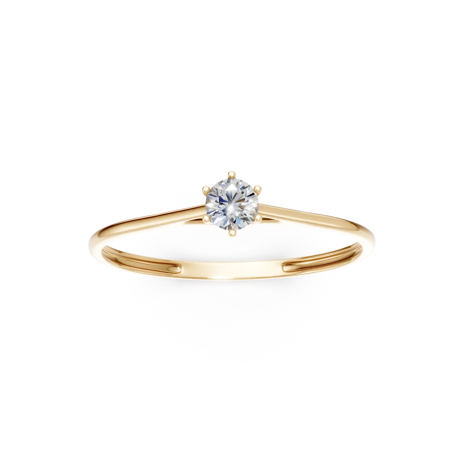 Inel de logodna din aur galben cu diamant solitaire creat in laborator de 0.15ct