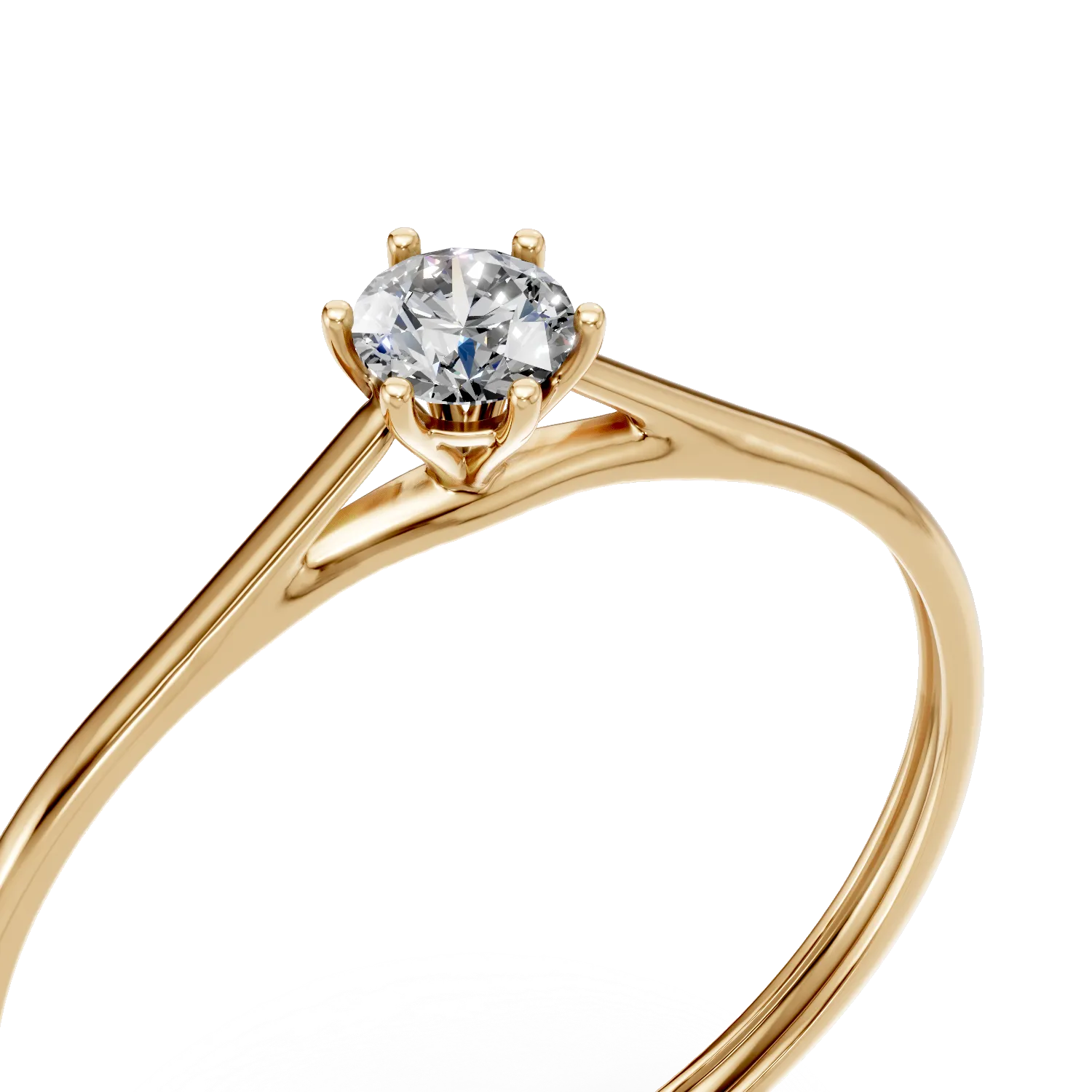 Inel de logodna din aur galben cu diamant solitaire creat in laborator de 0.15ct