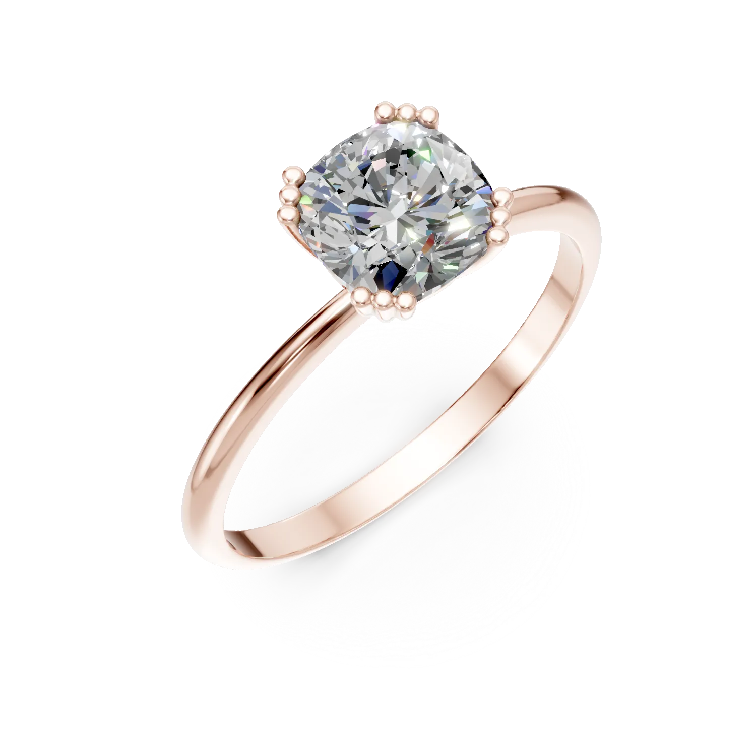 Inel de logodna din aur roz cu zirconia solitaire