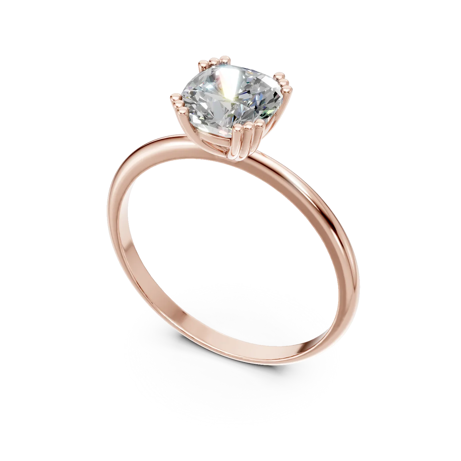 Inel de logodna din aur roz cu zirconia solitaire