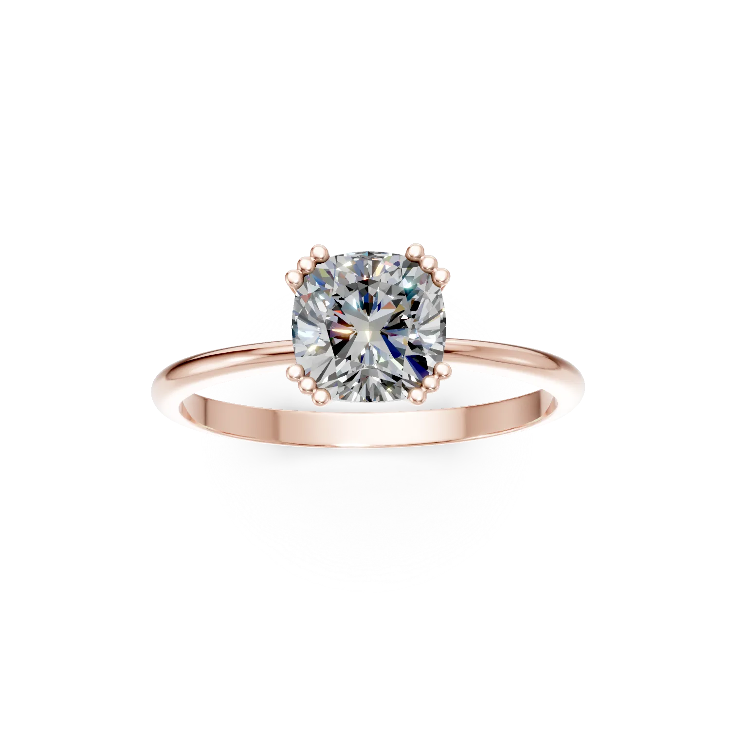 Inel de logodna din aur roz cu zirconia solitaire