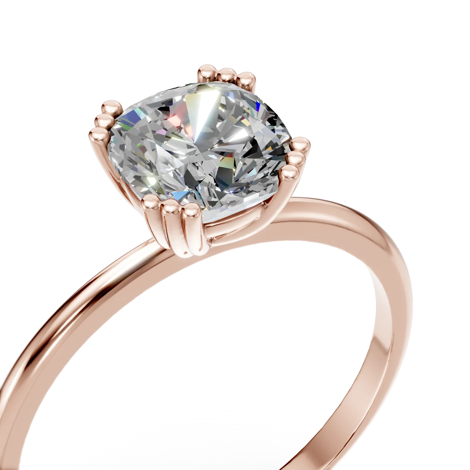 Inel de logodna din aur roz cu zirconia solitaire