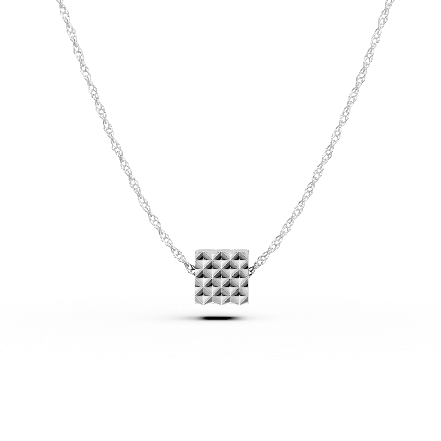 Lant cu pandantiv cub din aur alb