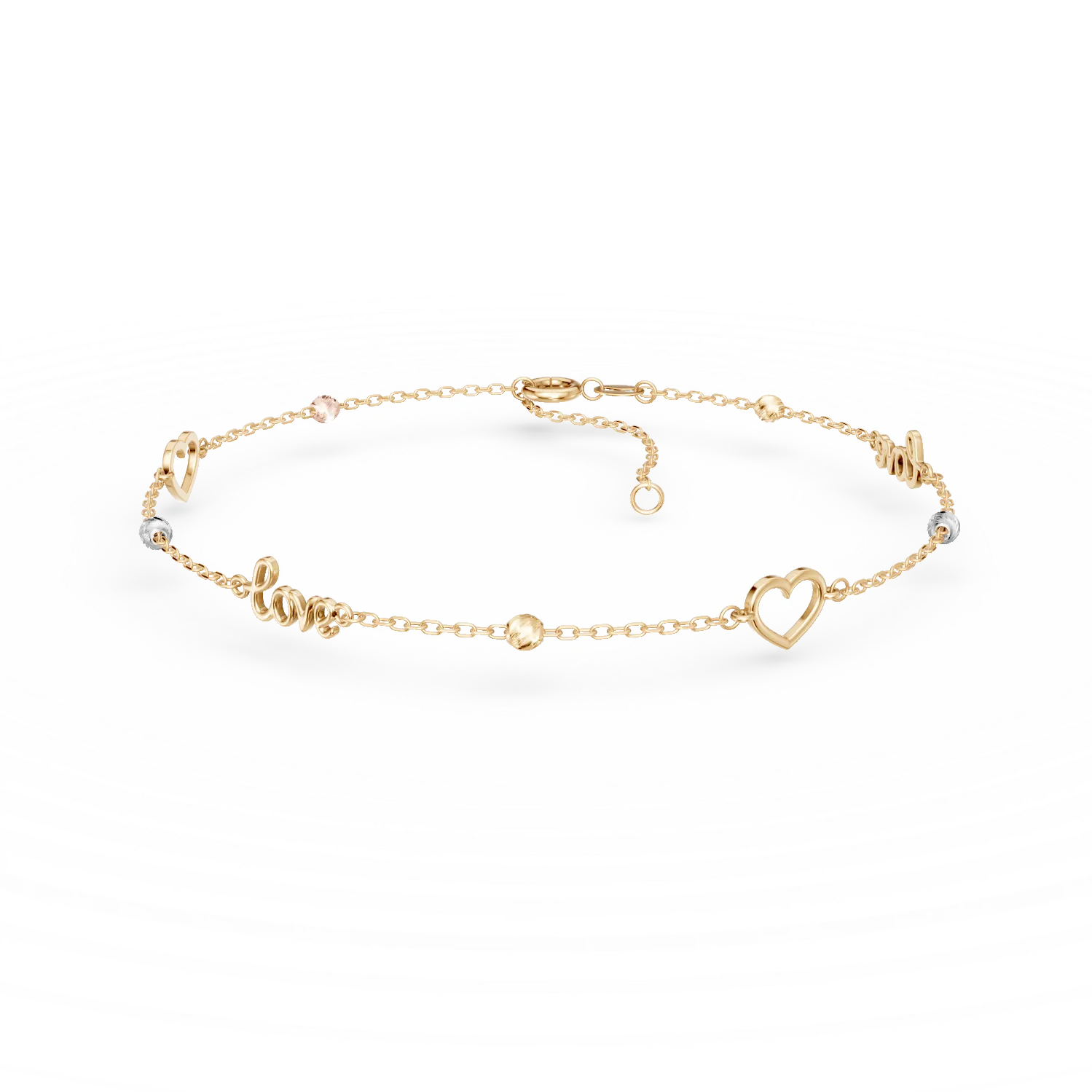 Bratara LOVE cu pandative din aur alb-galben