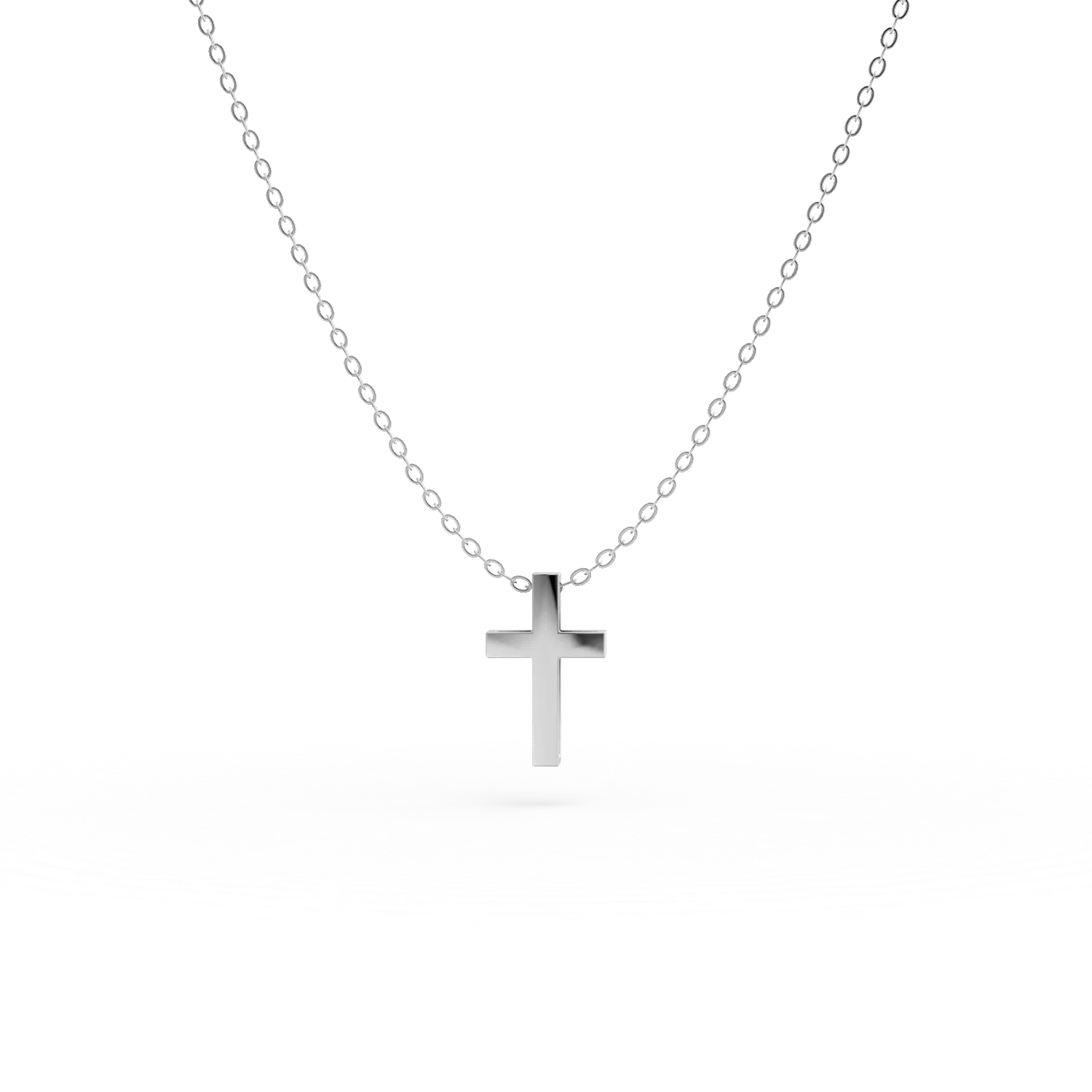 Lant cu pandantiv cruce din aur alb