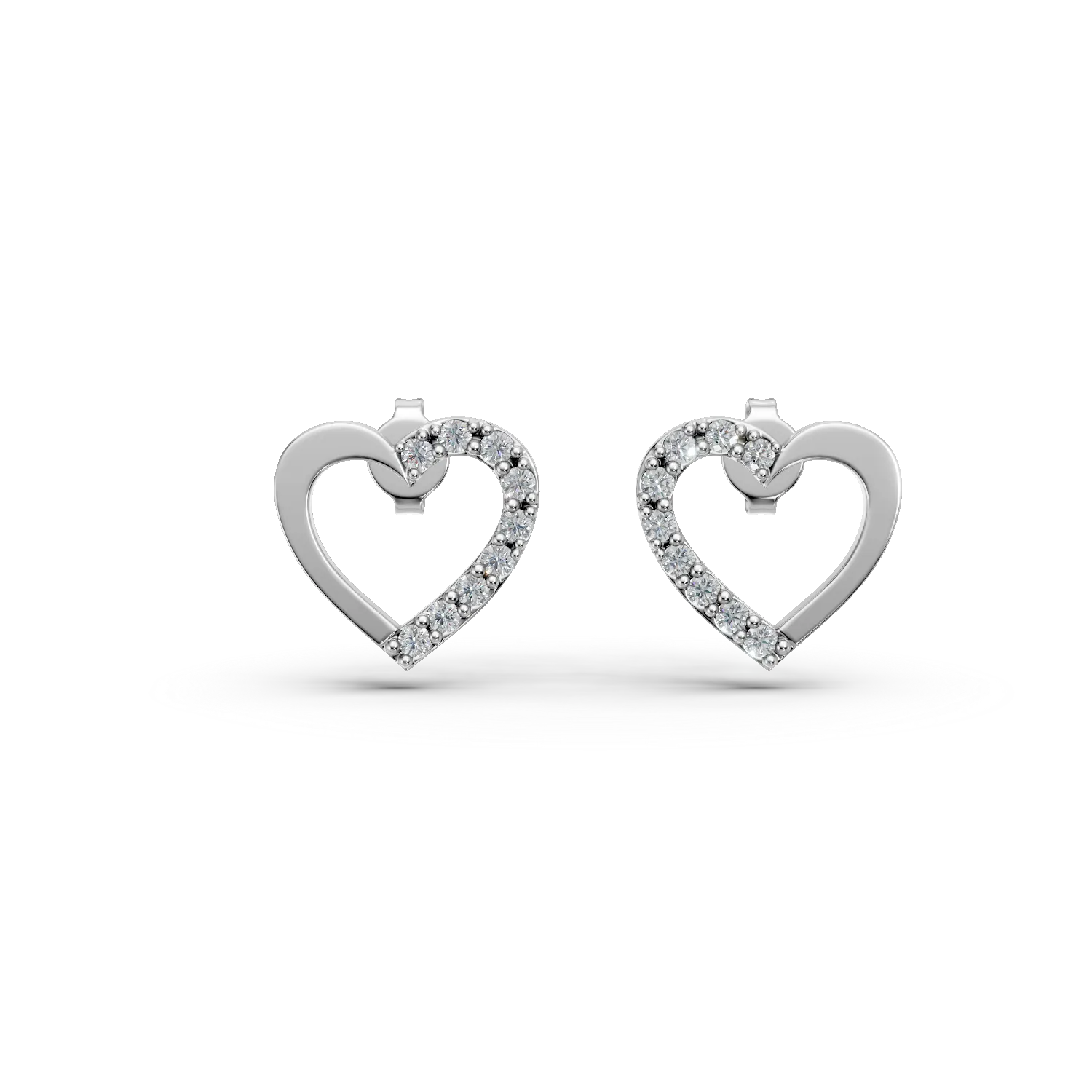 Cercei inimioare din aur alb cu zirconii