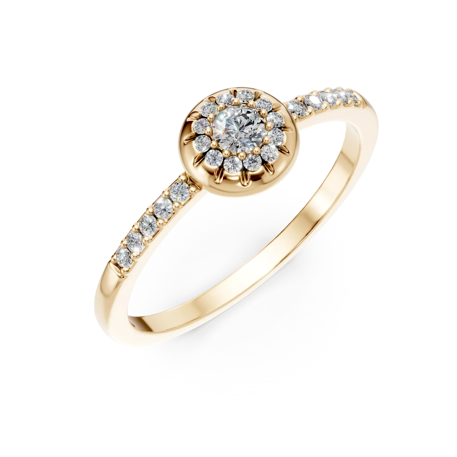 Inel de logodna din aur galben cu zirconii