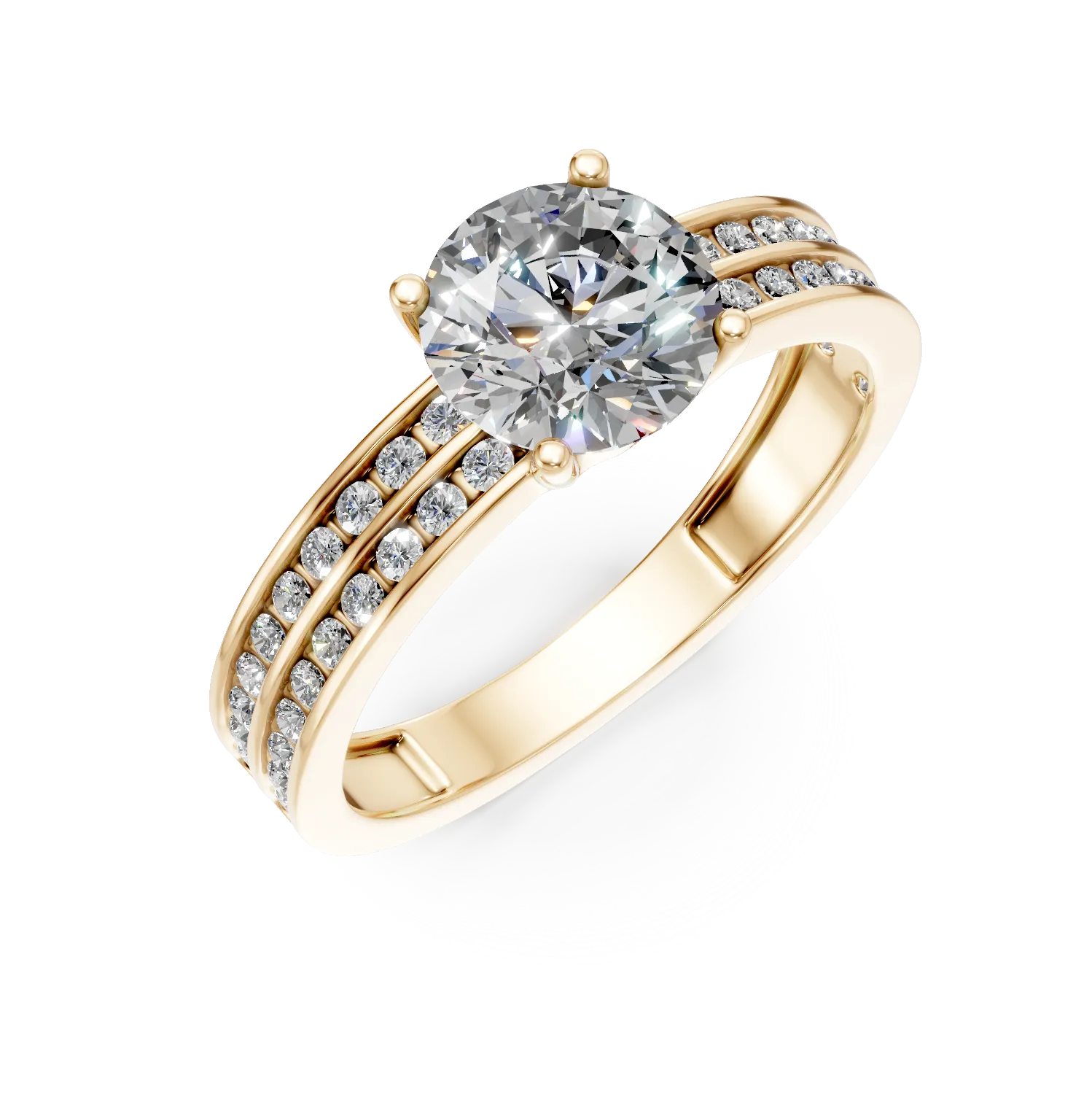 Inel de logodna din aur galben cu zirconii - imagine 8