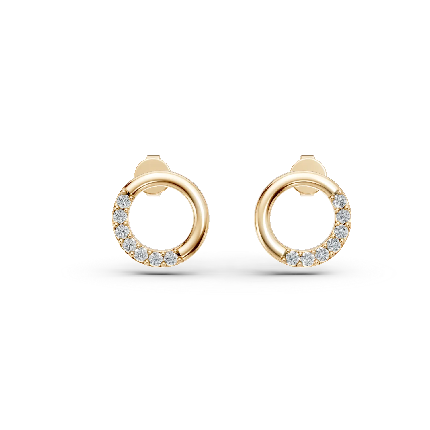 Cercei cerc din aur galben cu zirconii