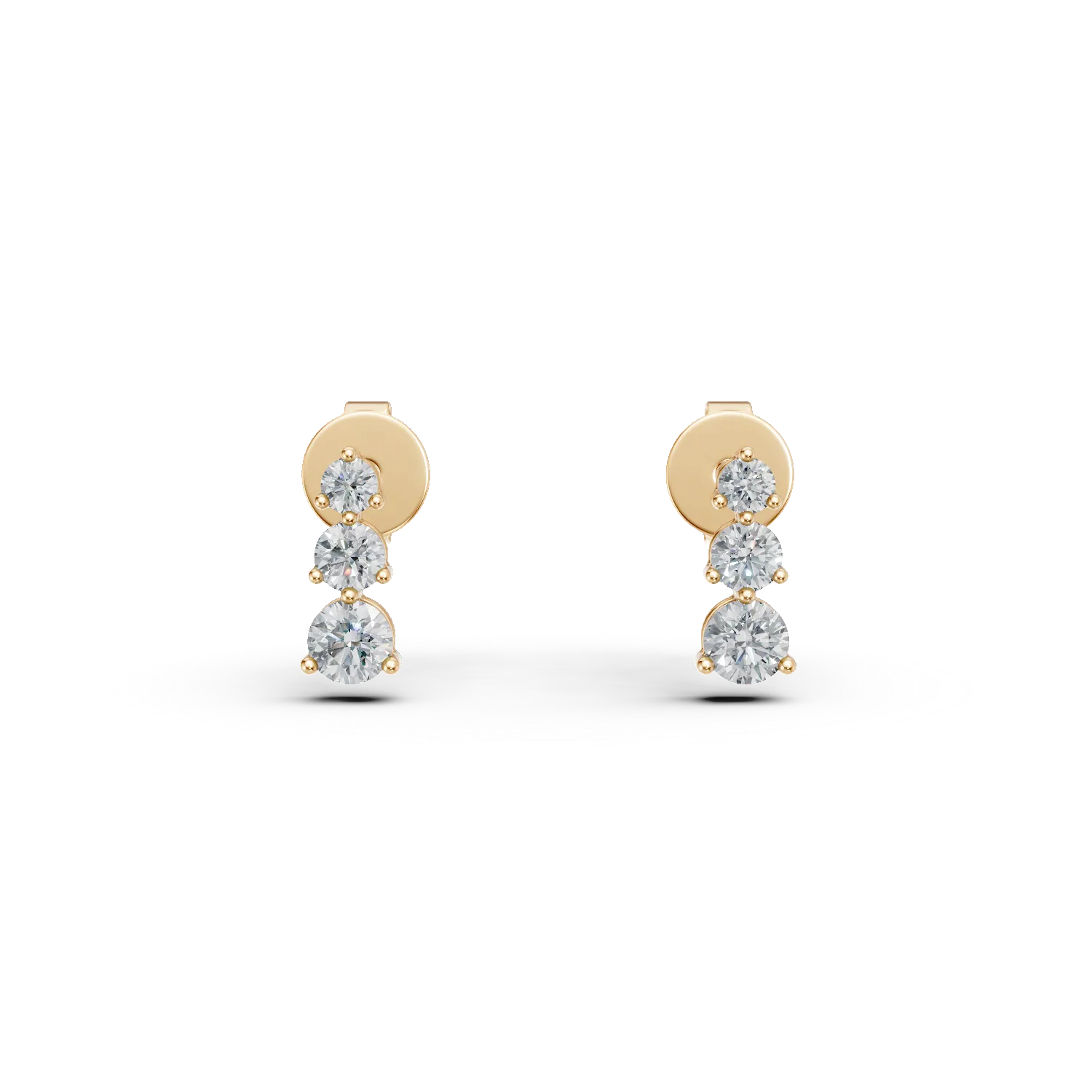 Cercei din aur galben cu diamante create in laborator de 0.4ct