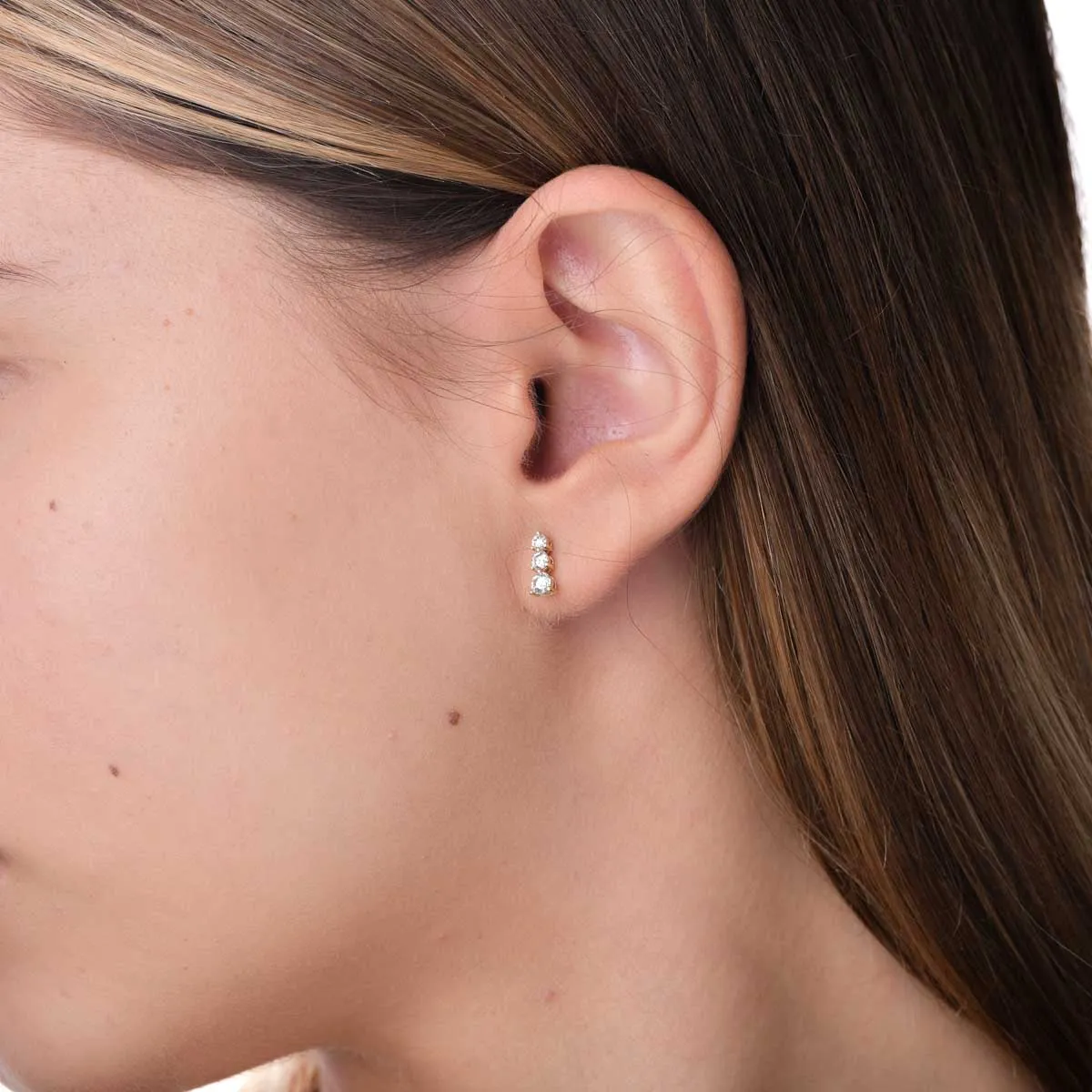 Cercei din aur galben cu diamante create in laborator de 0.4ct