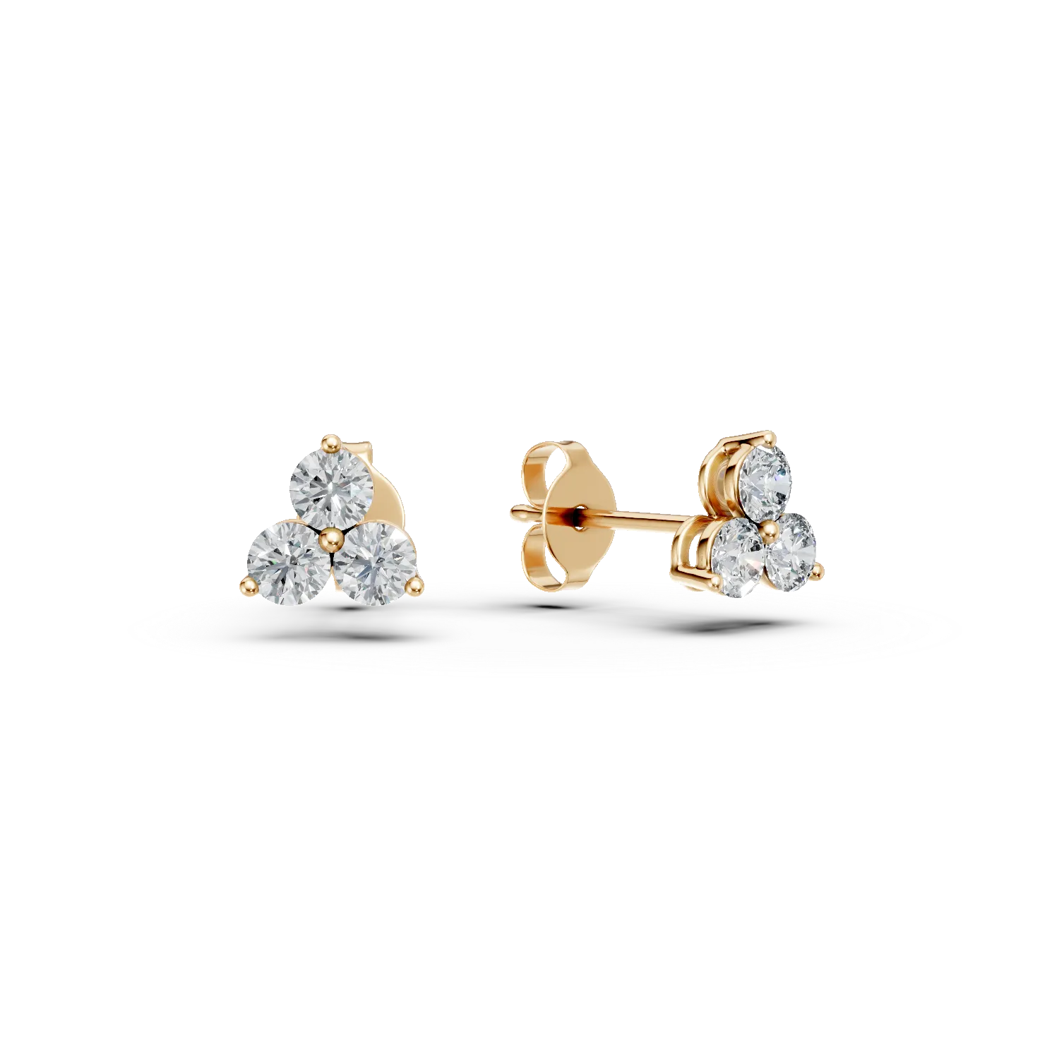 Cercei din aur galben cu diamante create in laborator de 0.6ct