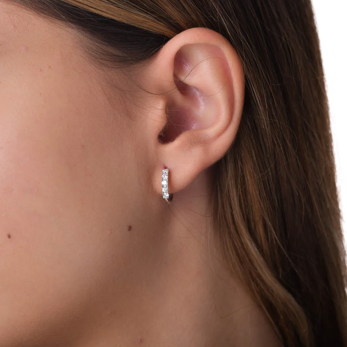 Cercei din aur alb cu diamante create in laborator de 0.4ct