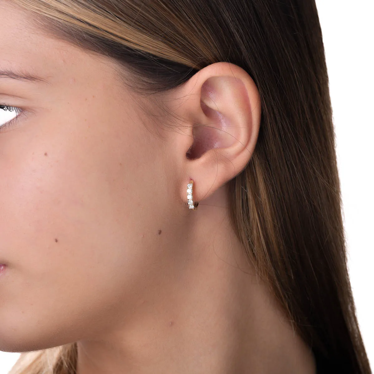 Cercei din aur galben cu diamante create in laborator de 0.4ct