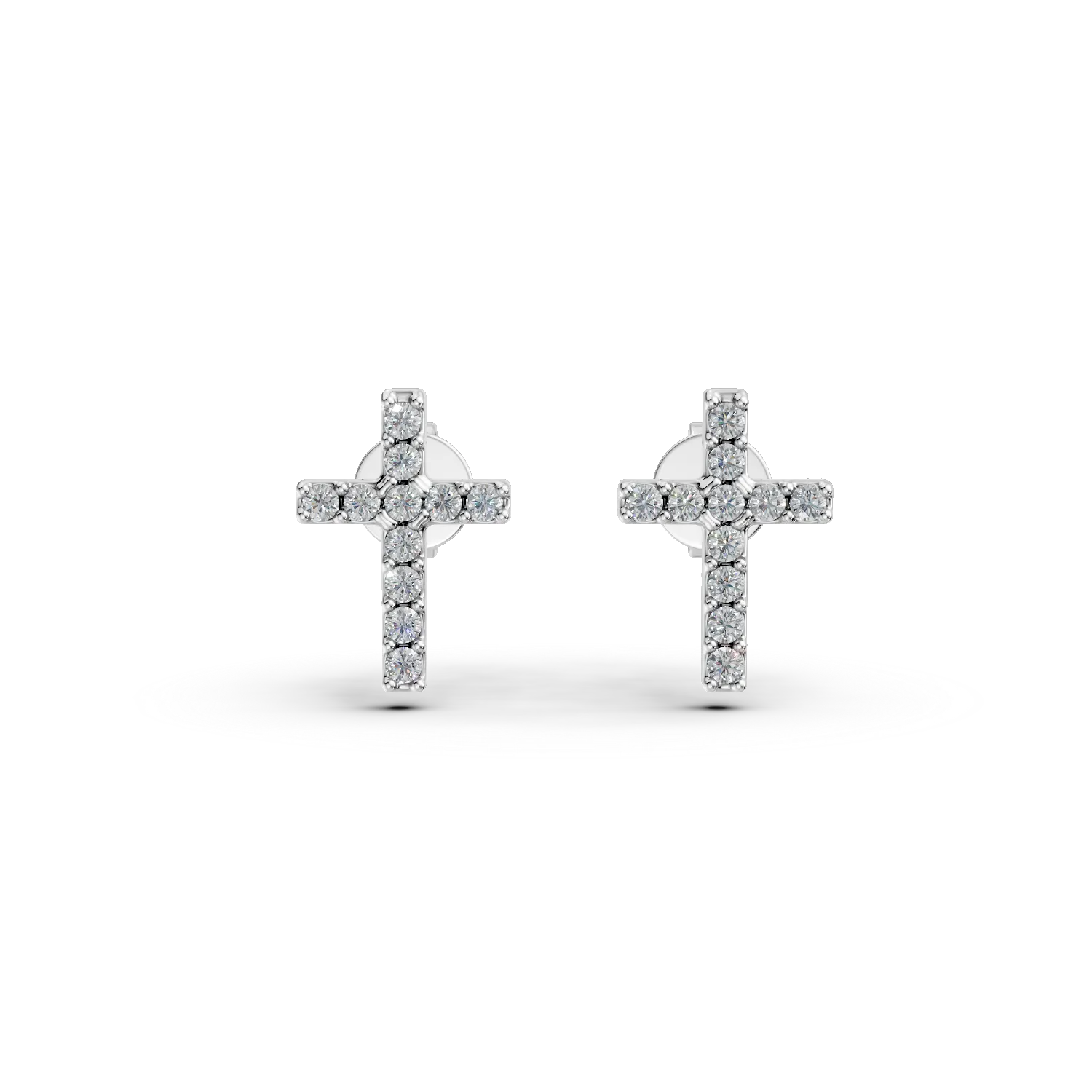 Cercei cruce din aur alb cu zirconii