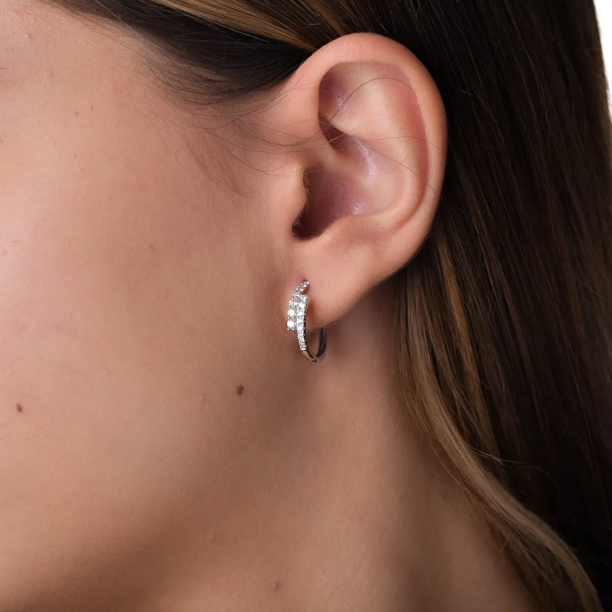 Cercei din aur alb cu diamante create in laborator de 0.5ct