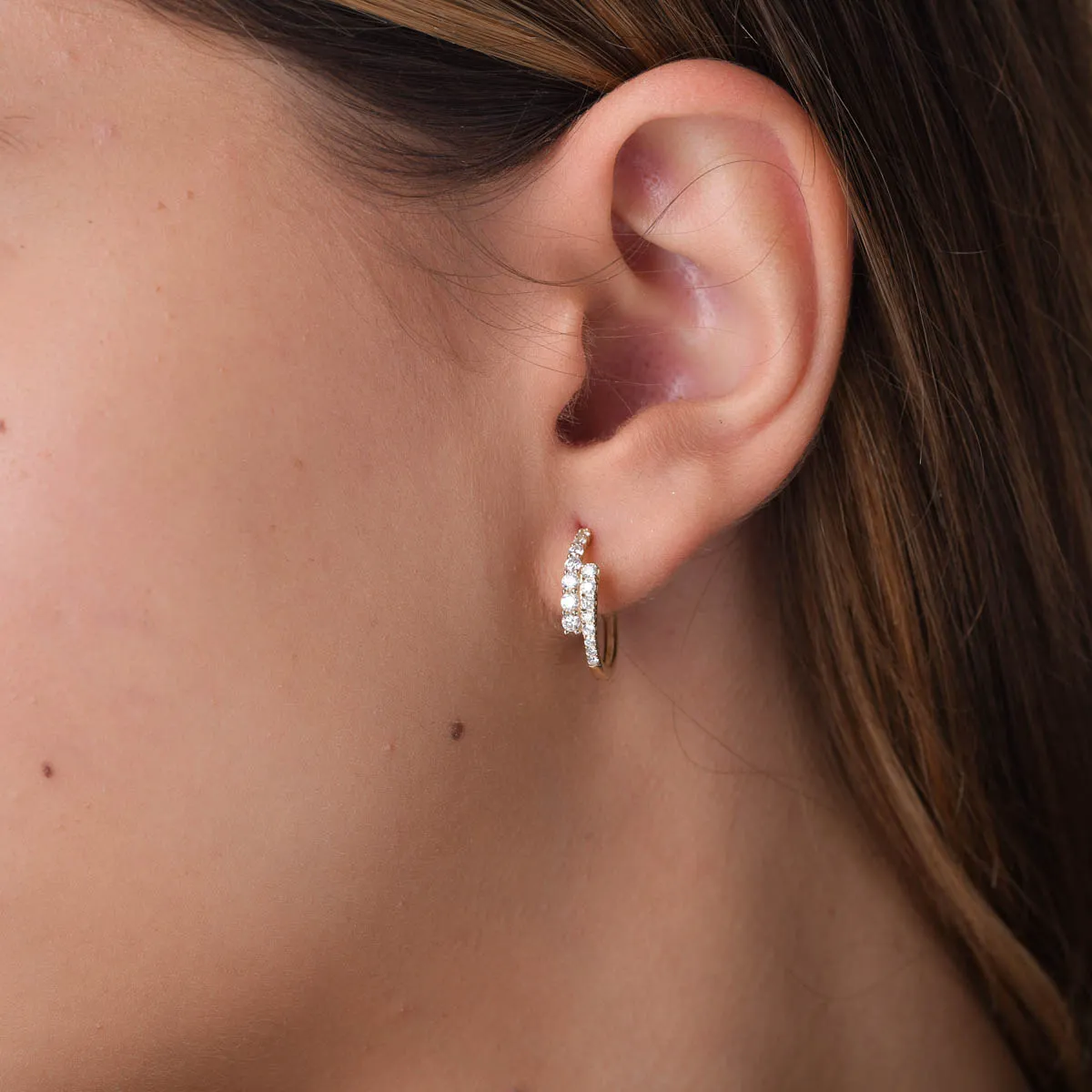 Cercei din aur galben cu diamante create in laborator de 0.5ct