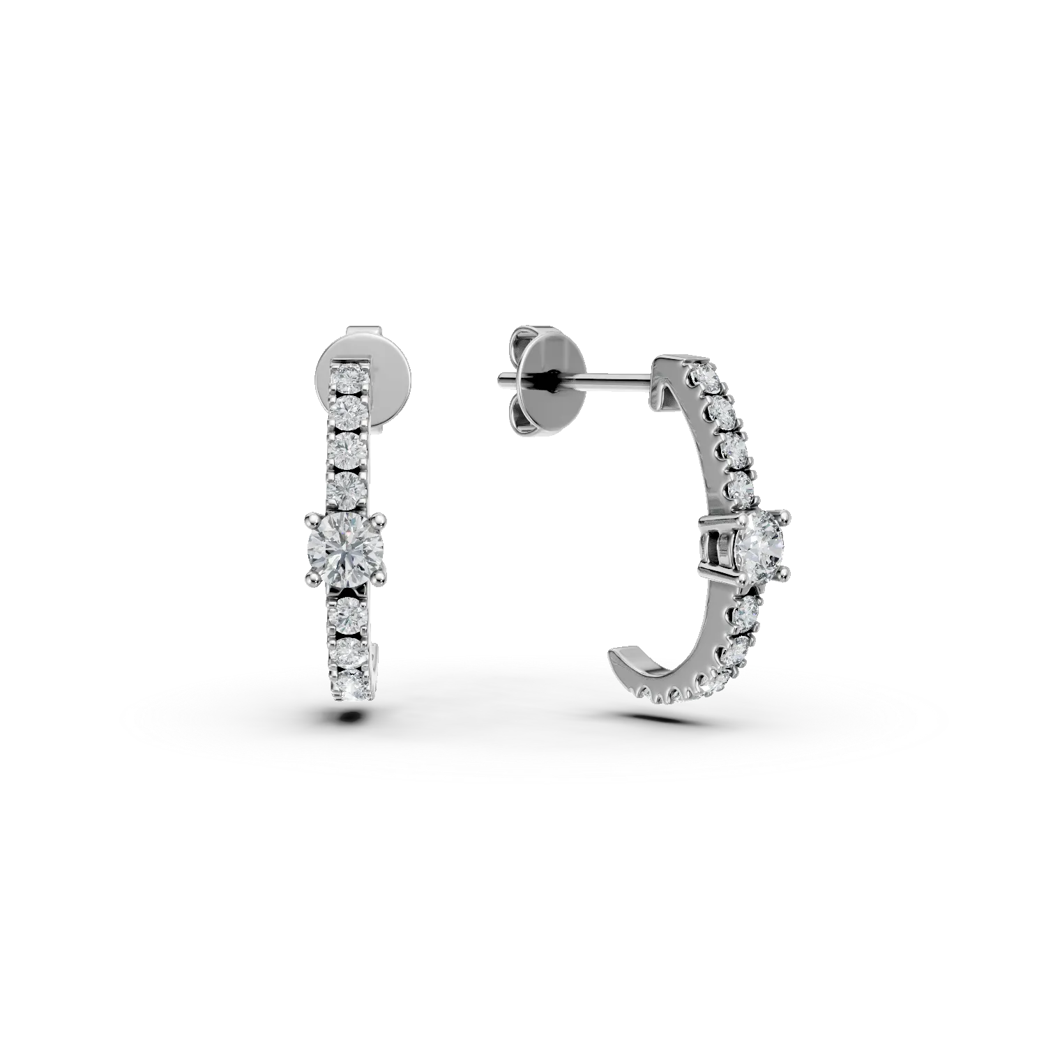 Cercei din aur alb cu diamante create in laborator de 0.3ct