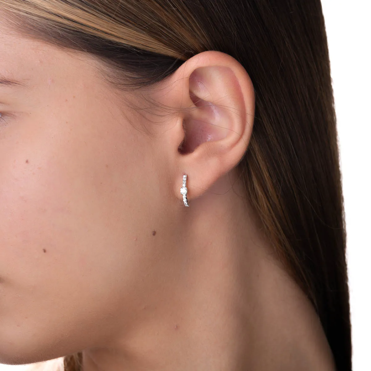 Cercei din aur alb cu diamante create in laborator de 0.3ct