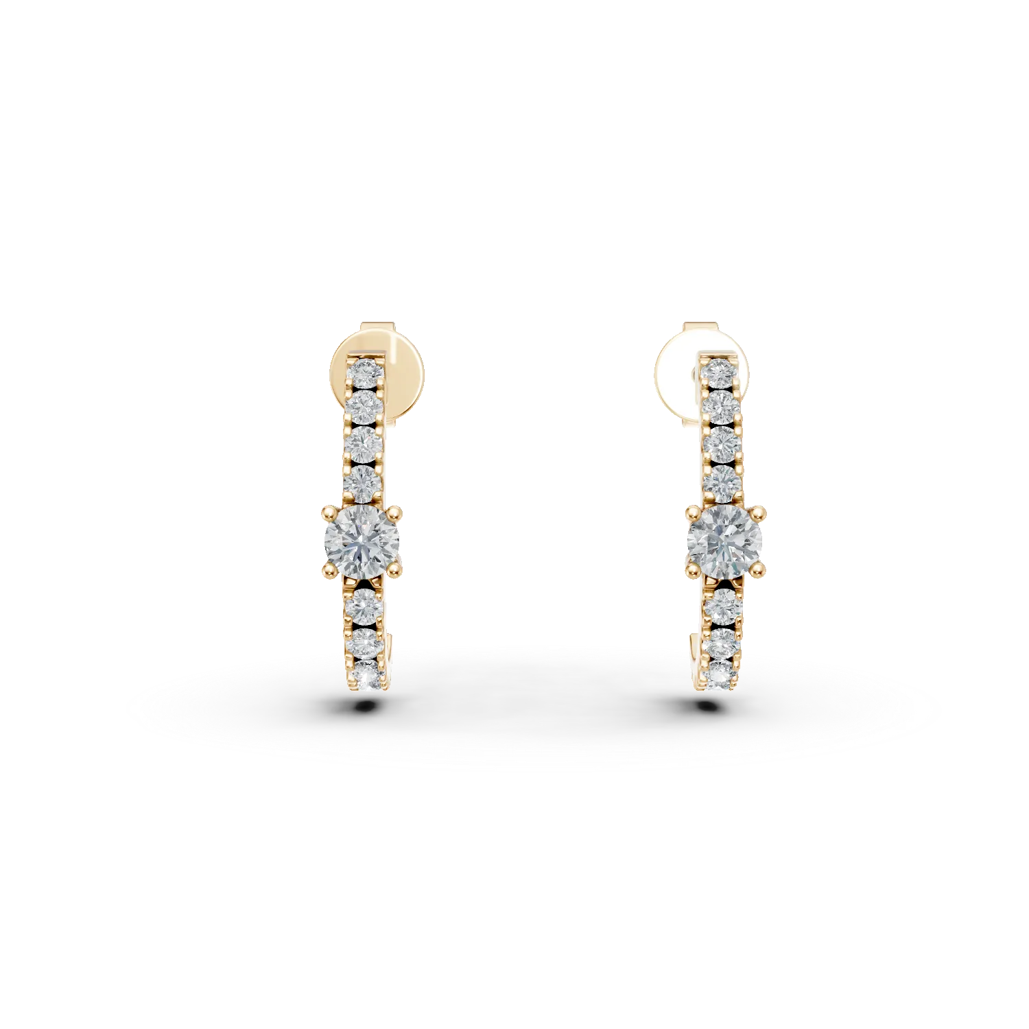 Cercei din aur galben cu diamante create in laborator de 0.3ct