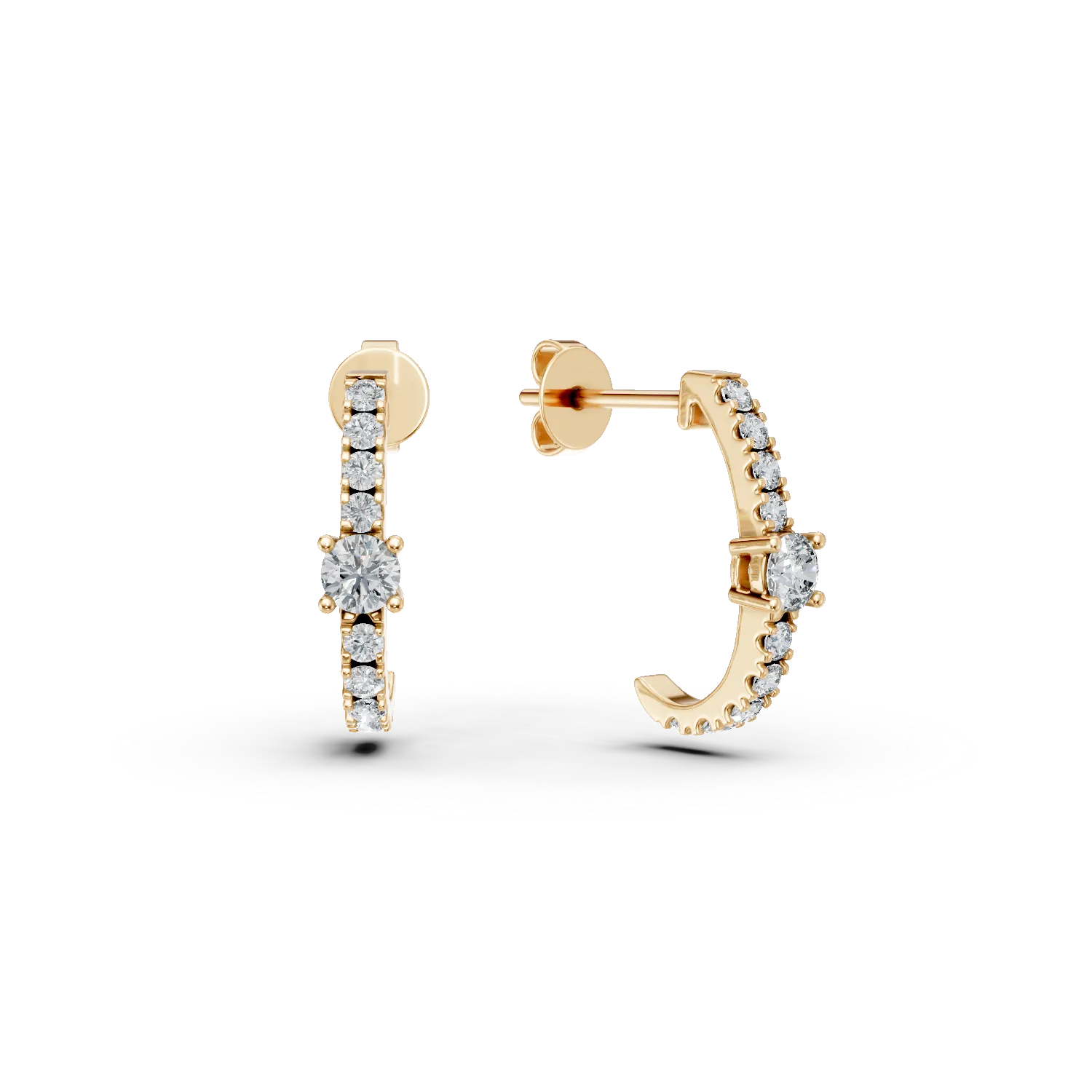 Cercei din aur galben cu diamante create in laborator de 0.3ct