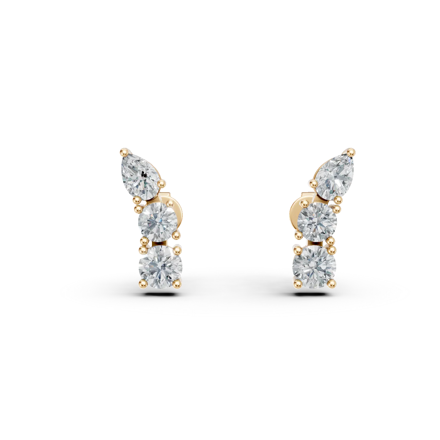 Cercei din aur galben cu diamante create in laborator de 0.6ct