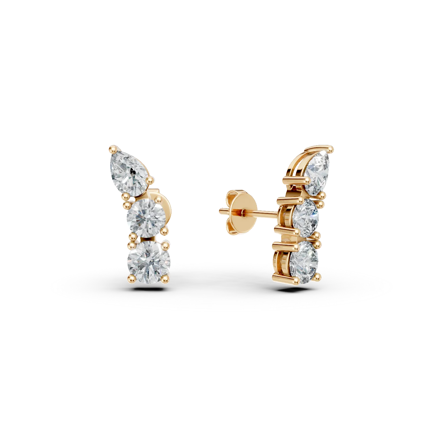 Cercei din aur galben cu diamante create in laborator de 0.6ct