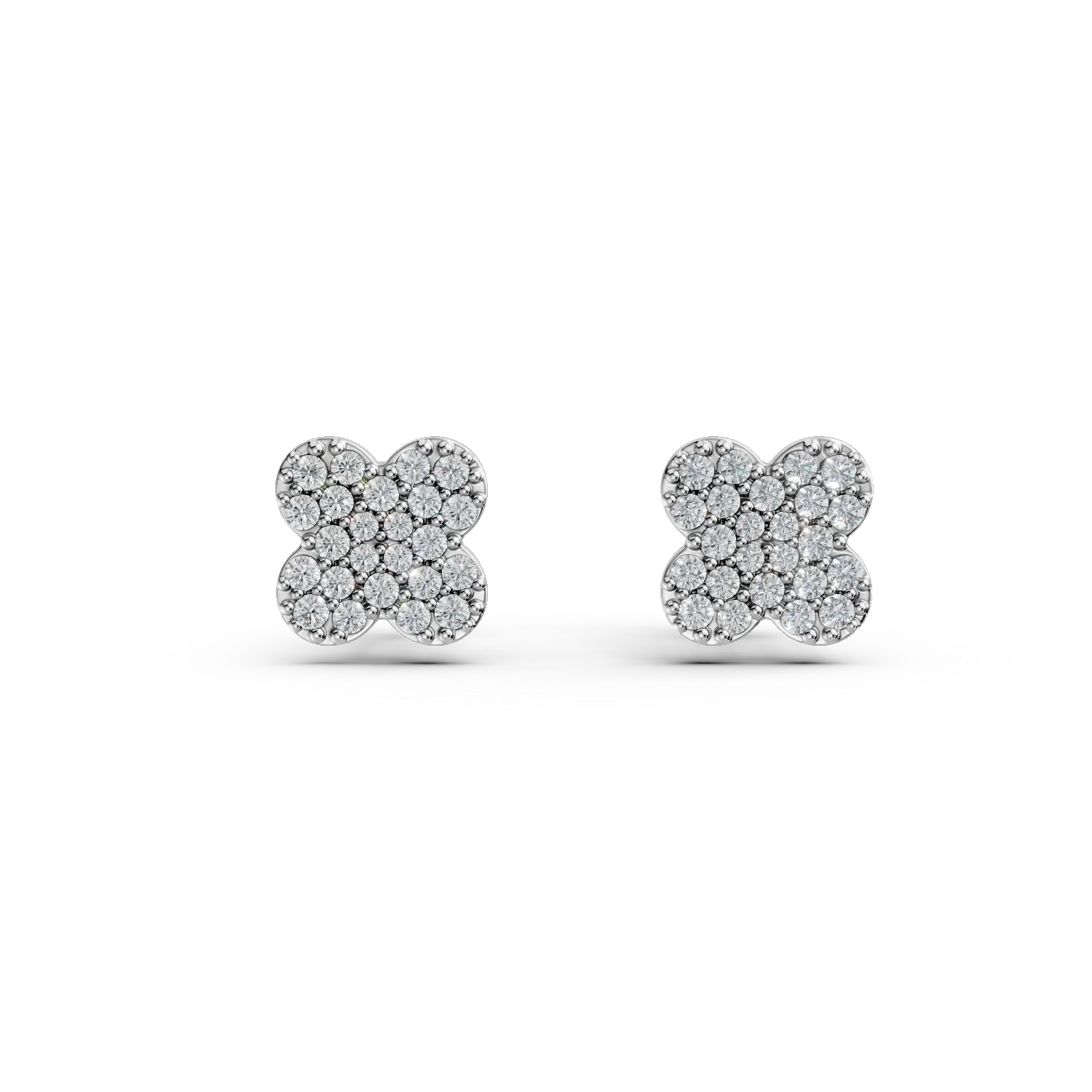 Cercei floare din aur alb cu zirconii