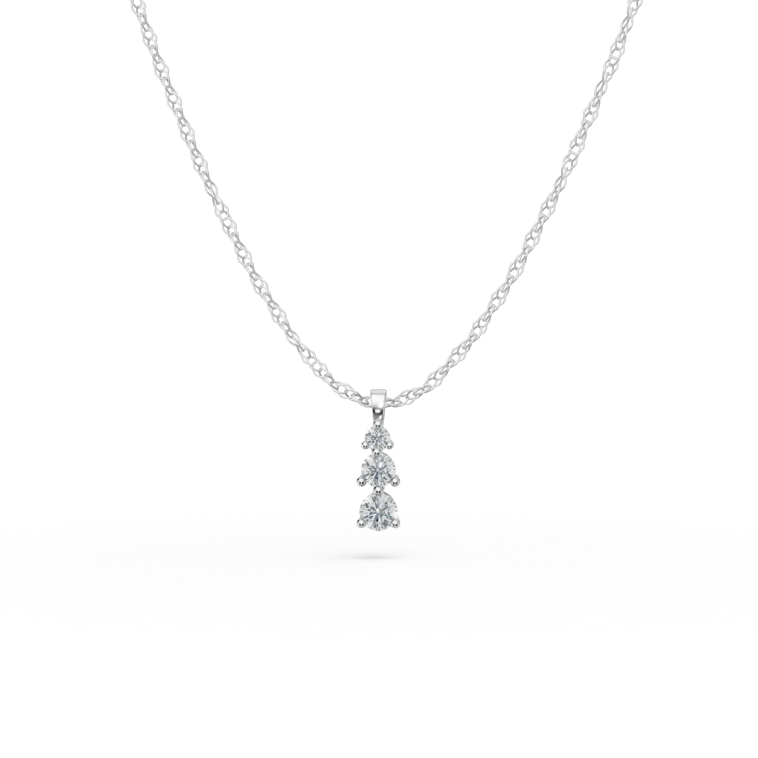 Lant cu pandantiv din aur alb cu diamante create in laborator de 0.3ct