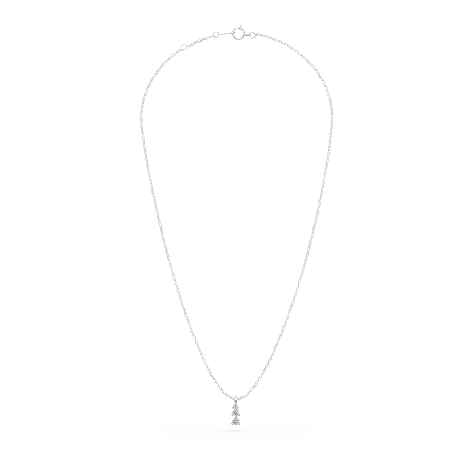 Lant cu pandantiv din aur alb cu diamante create in laborator de 0.3ct