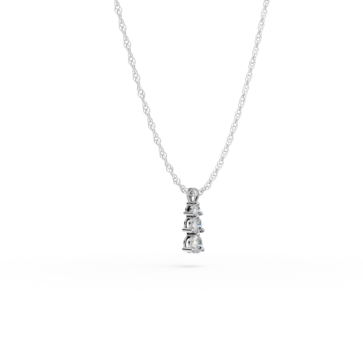 Lant cu pandantiv din aur alb cu diamante create in laborator de 0.3ct