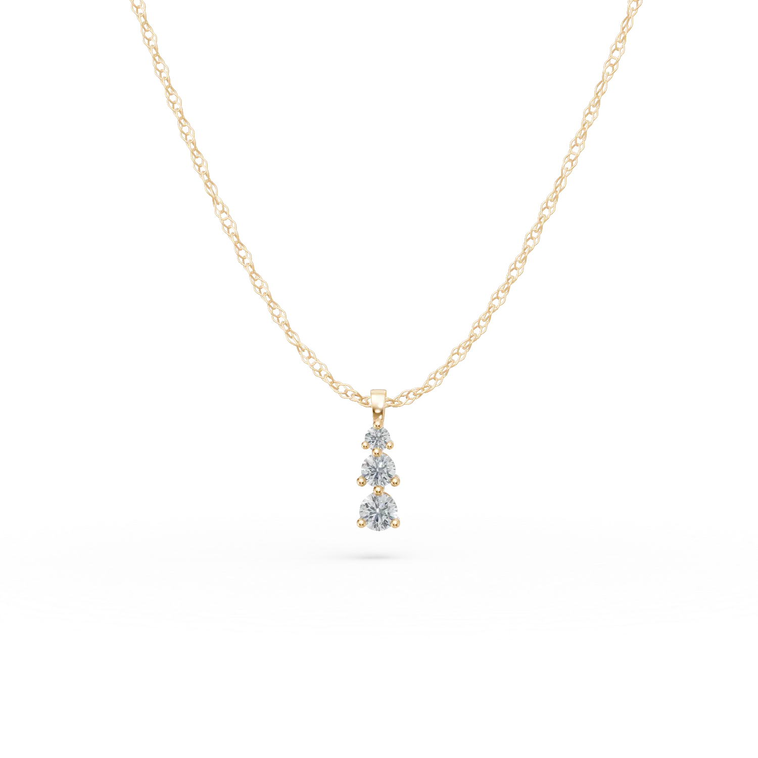 Lant cu pandantiv din aur galben cu diamante create in laborator de 0.3ct