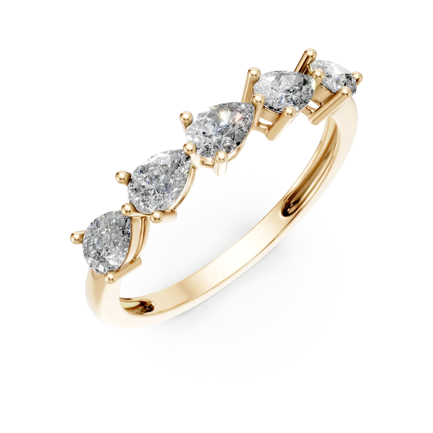 Inel din aur galben cu diamante create in laborator de 0.45ct