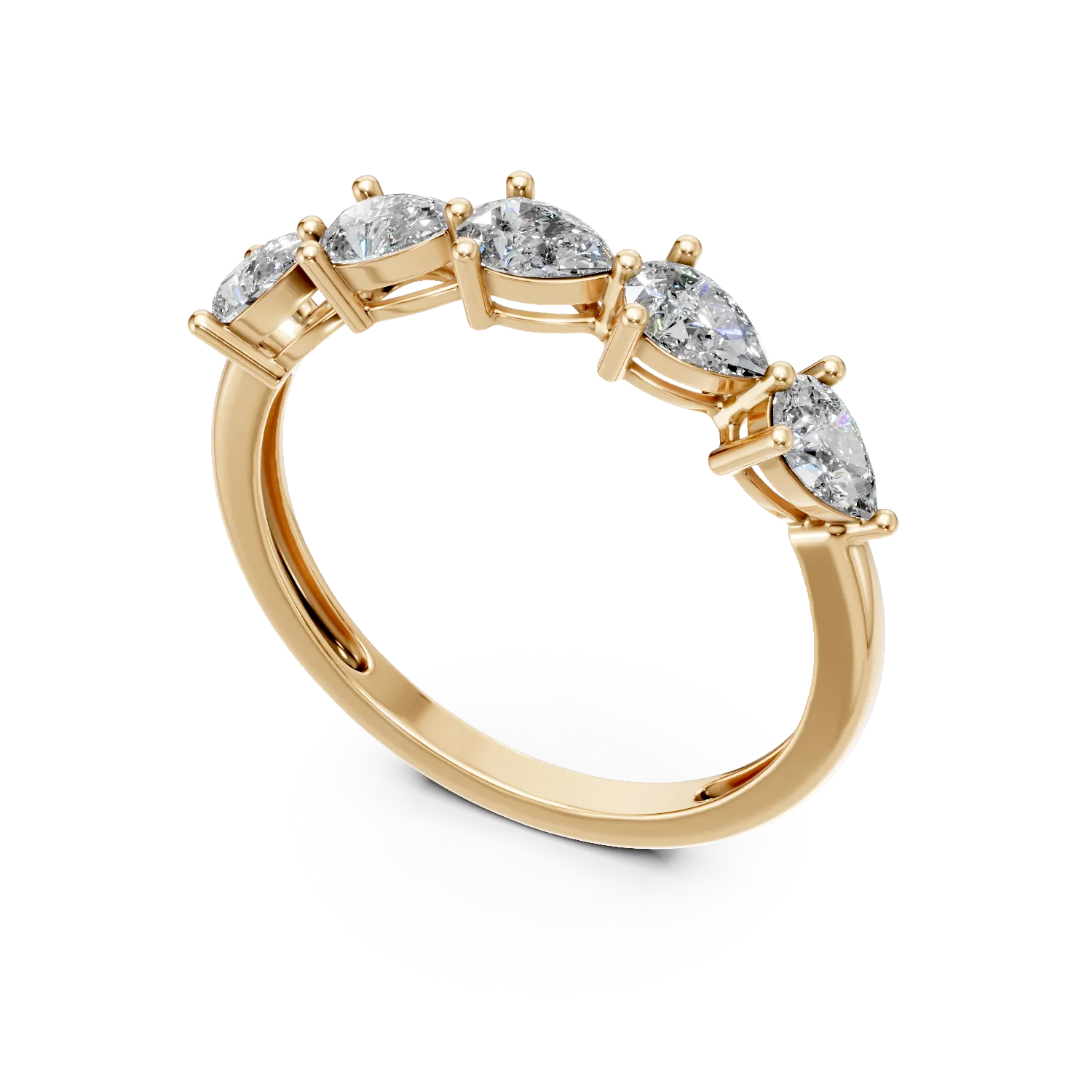 Inel din aur galben cu diamante create in laborator de 0.45ct