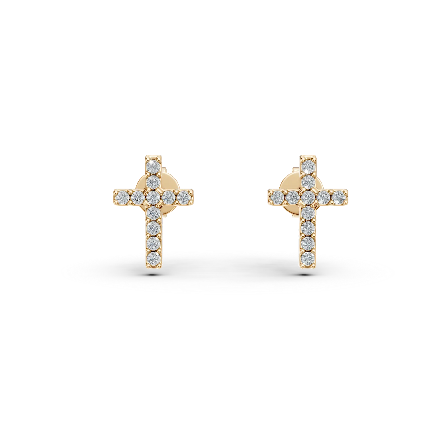 Cercei cruce din aur galben cu zirconii
