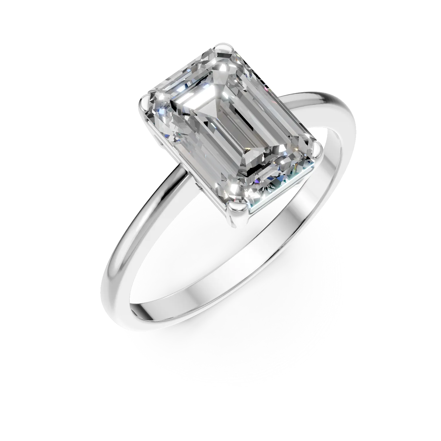Inel de logodna din aur alb cu zirconia solitaire