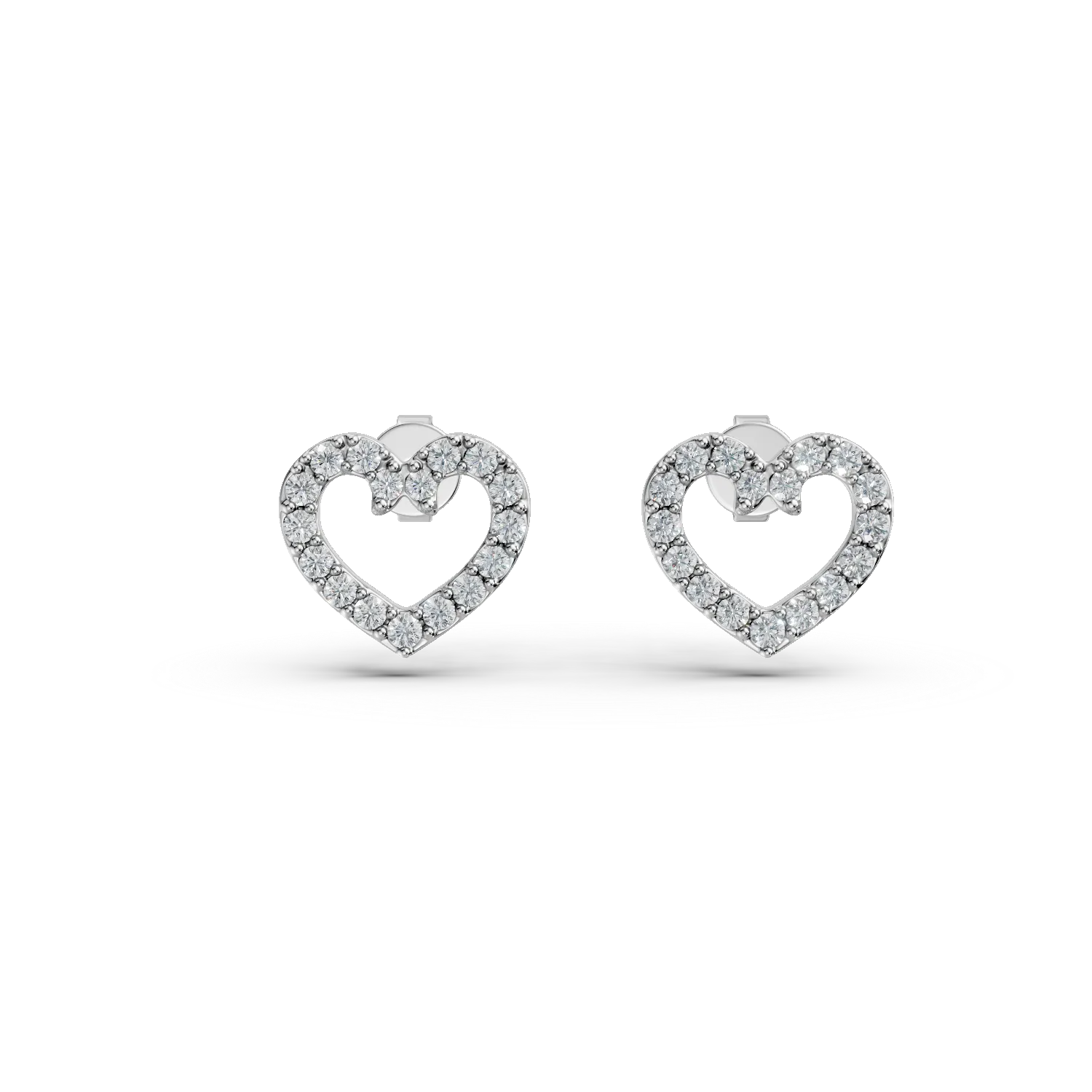 Cercei inimioare din aur alb cu zirconii
