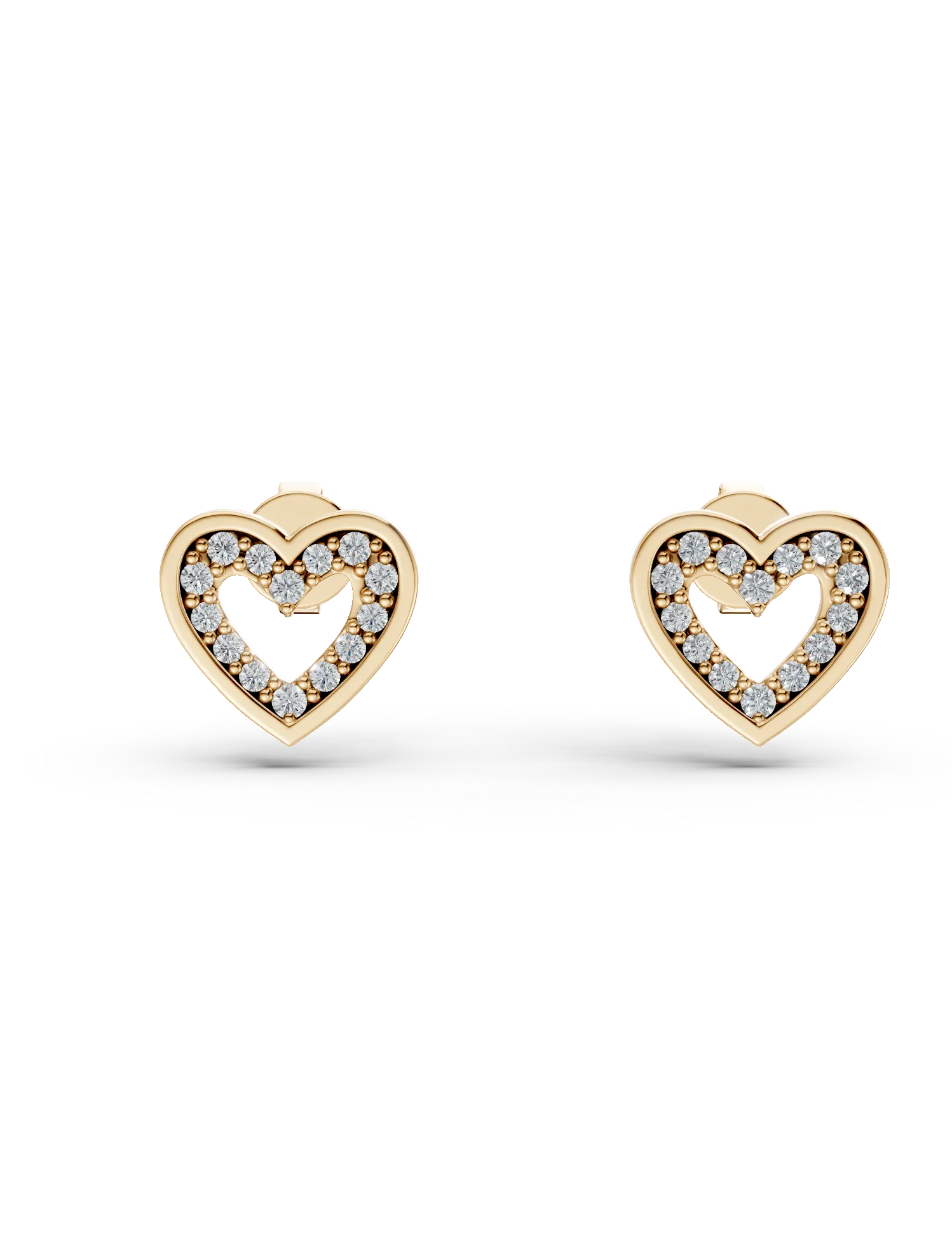 Cercei inimioare din aur galben cu zirconii