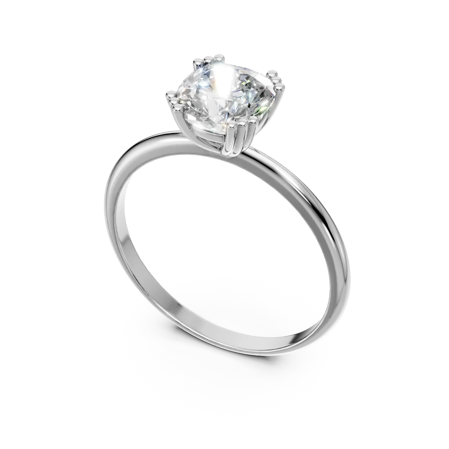 Inel de logodna din aur alb cu zirconia solitaire