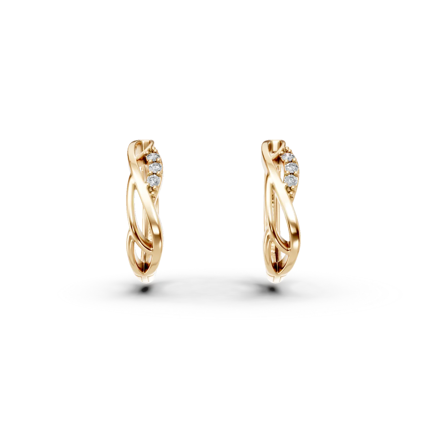 Cercei creole din aur galben cu zirconii