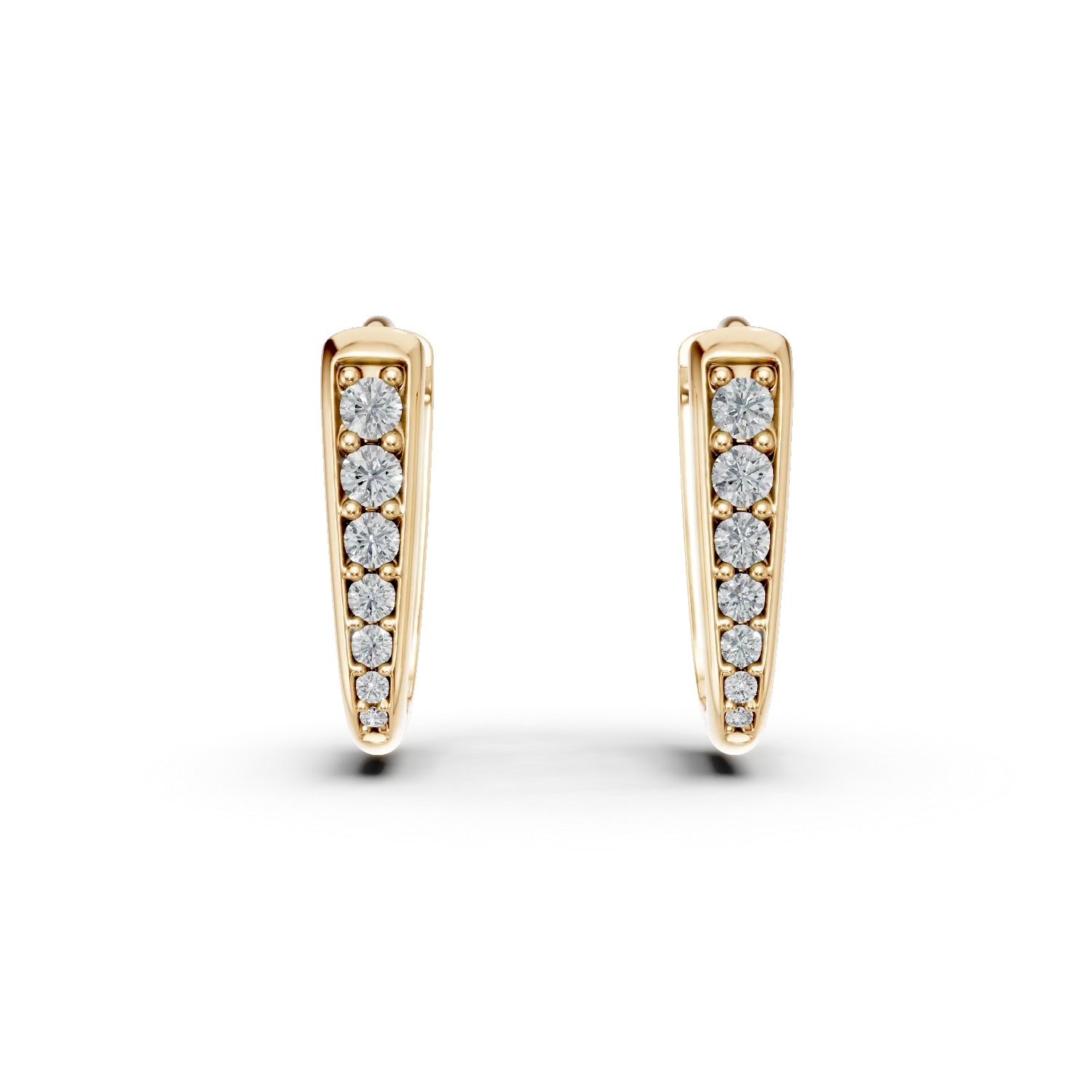 Cercei ovali din aur galben cu zirconii