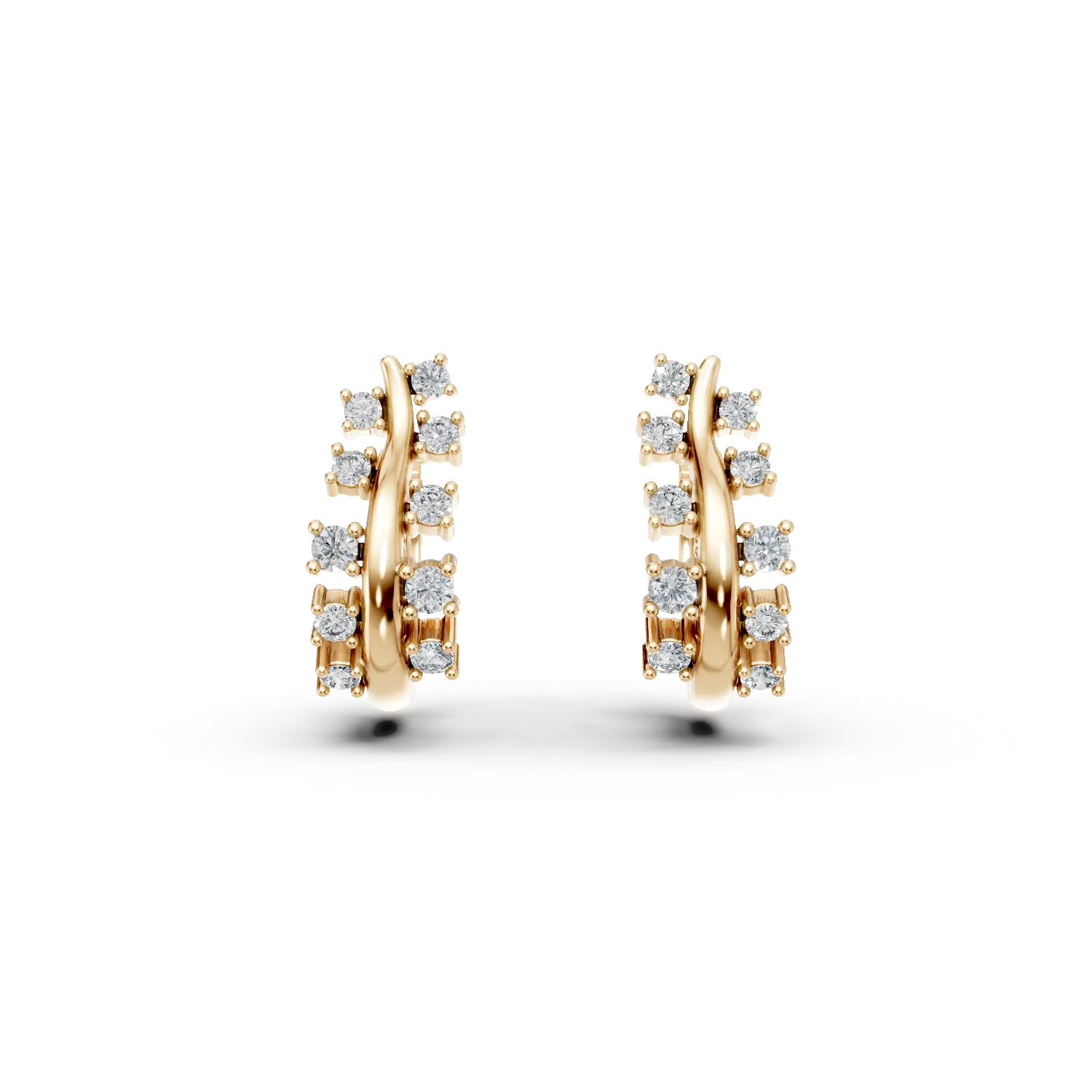 Cercei creole din aur galben cu zirconii