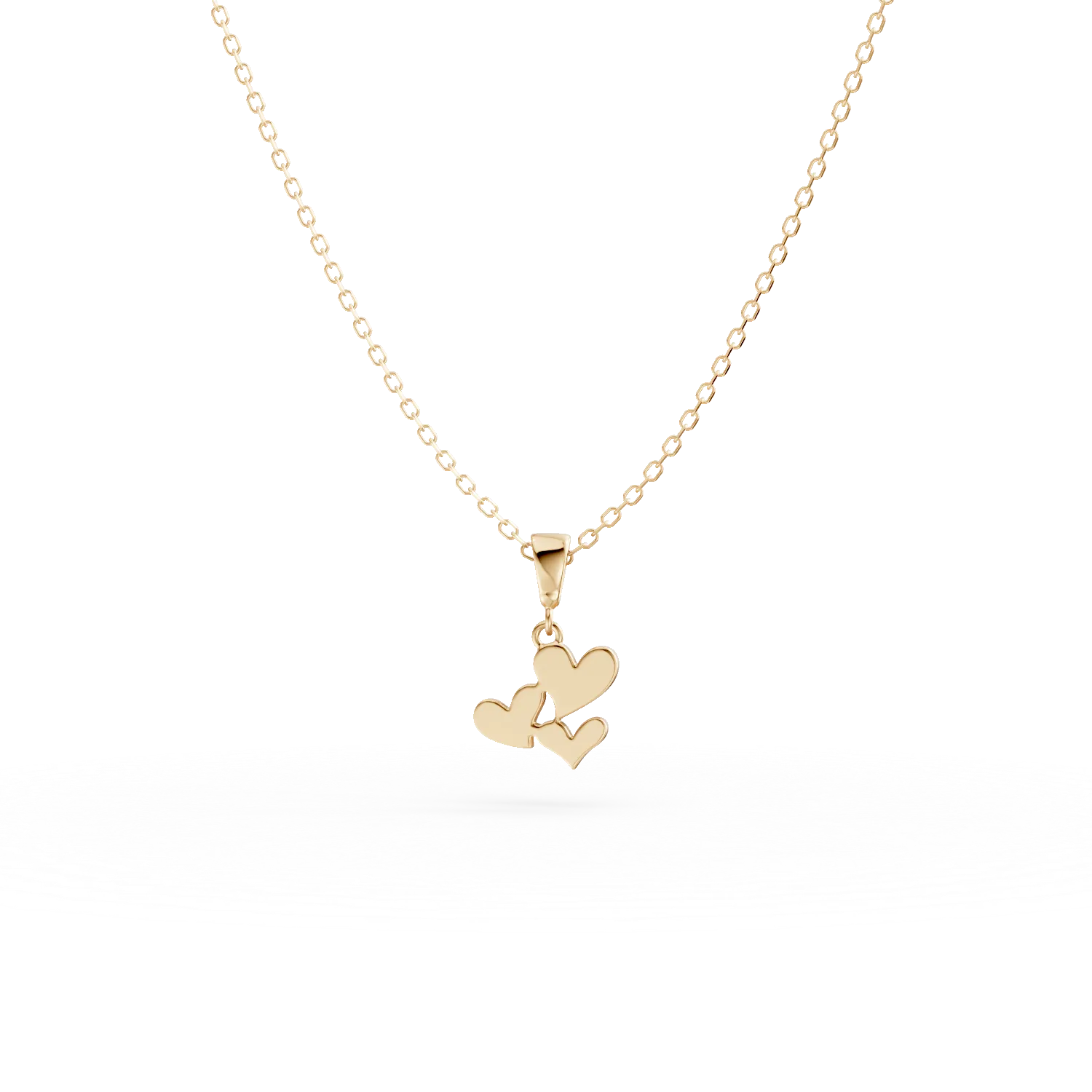 Lant cu pandantiv inimi din aur galben