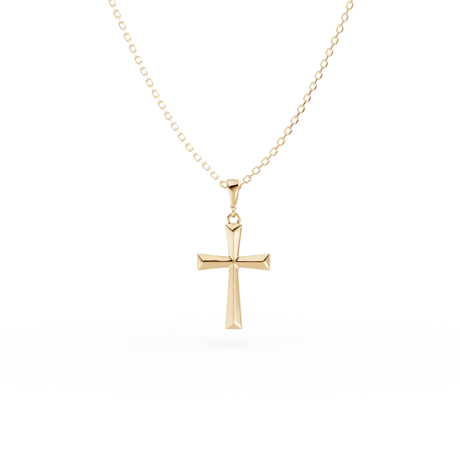 Lant cu pandantiv cruce din aur galben