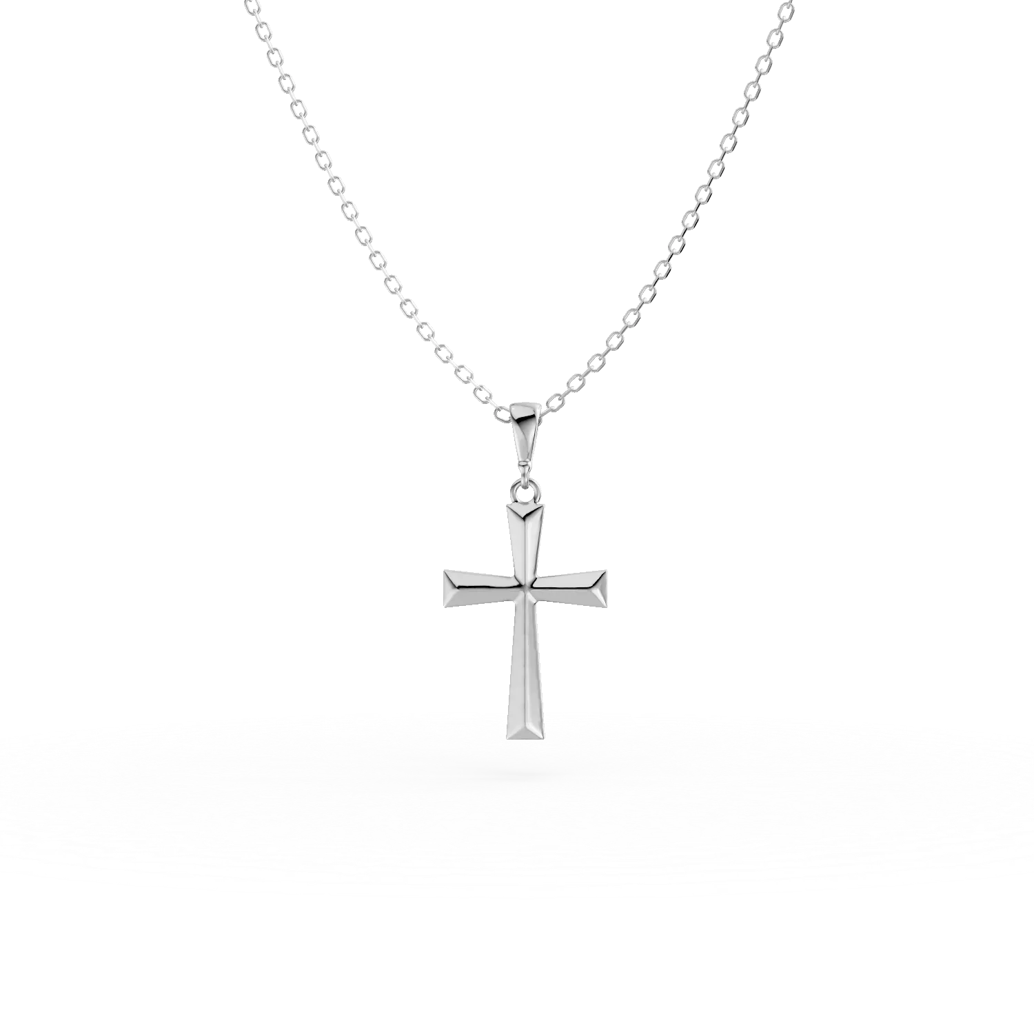 Lant cu pandantiv cruce din aur alb