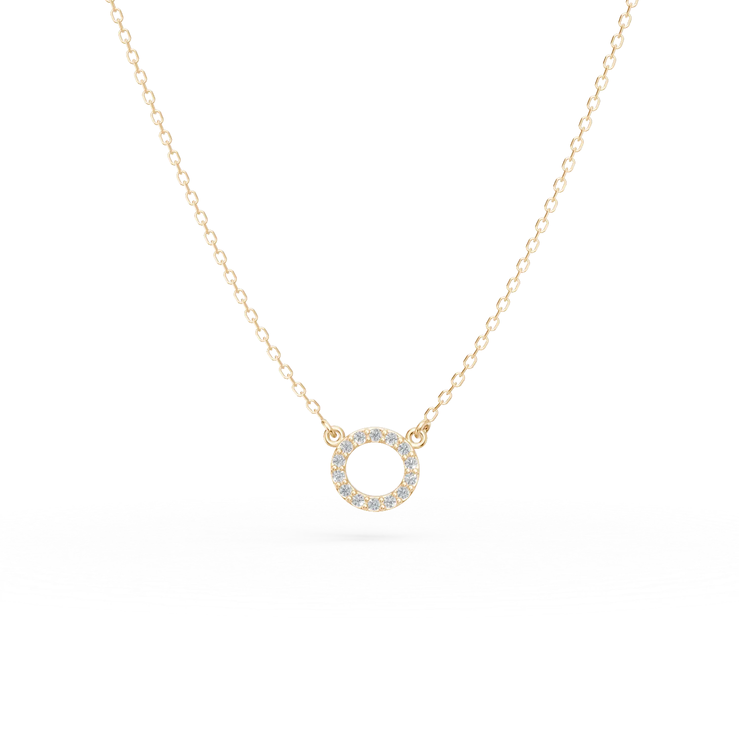 Lant cu pandantiv cerc din aur galben cu zirconii