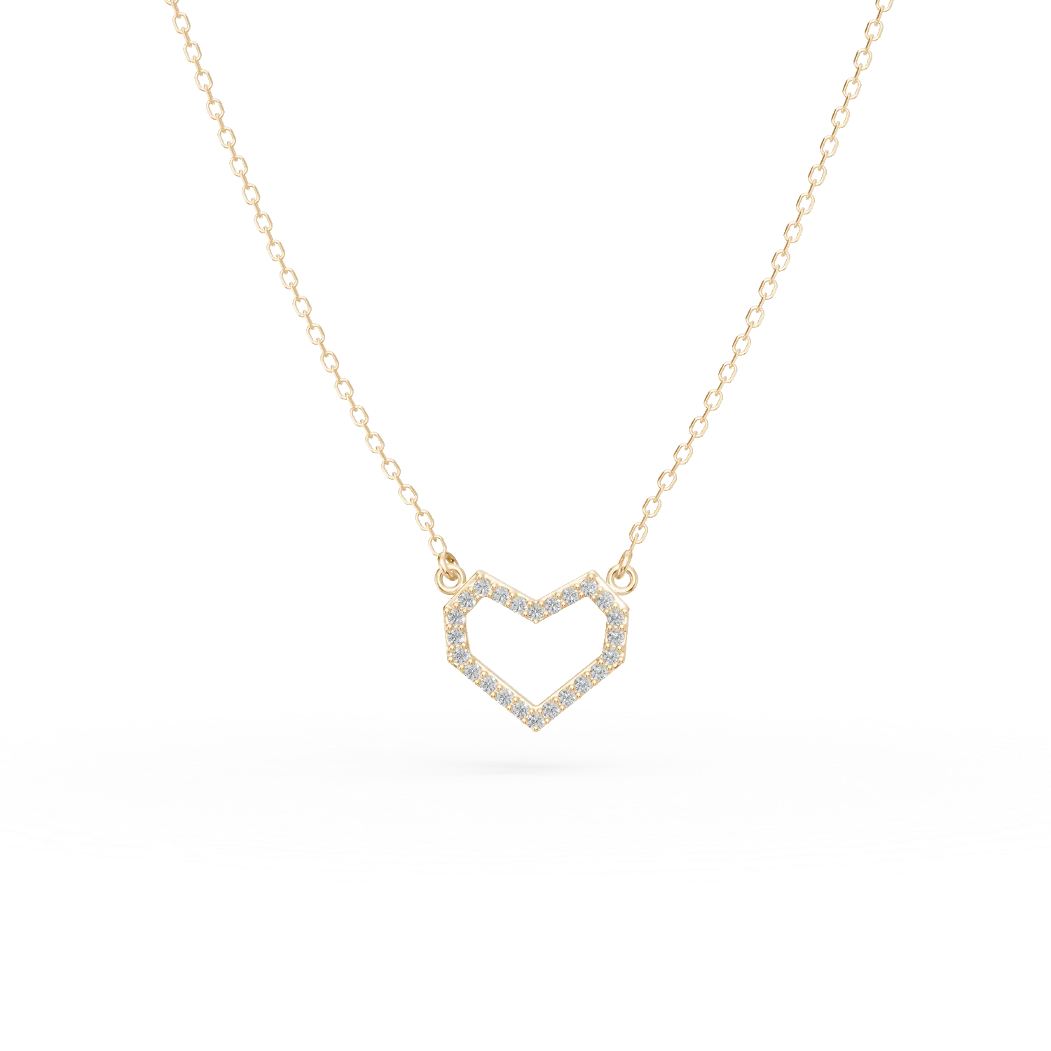 Lant cu pandantiv inimioara din aur galben cu zirconii - imagine 7
