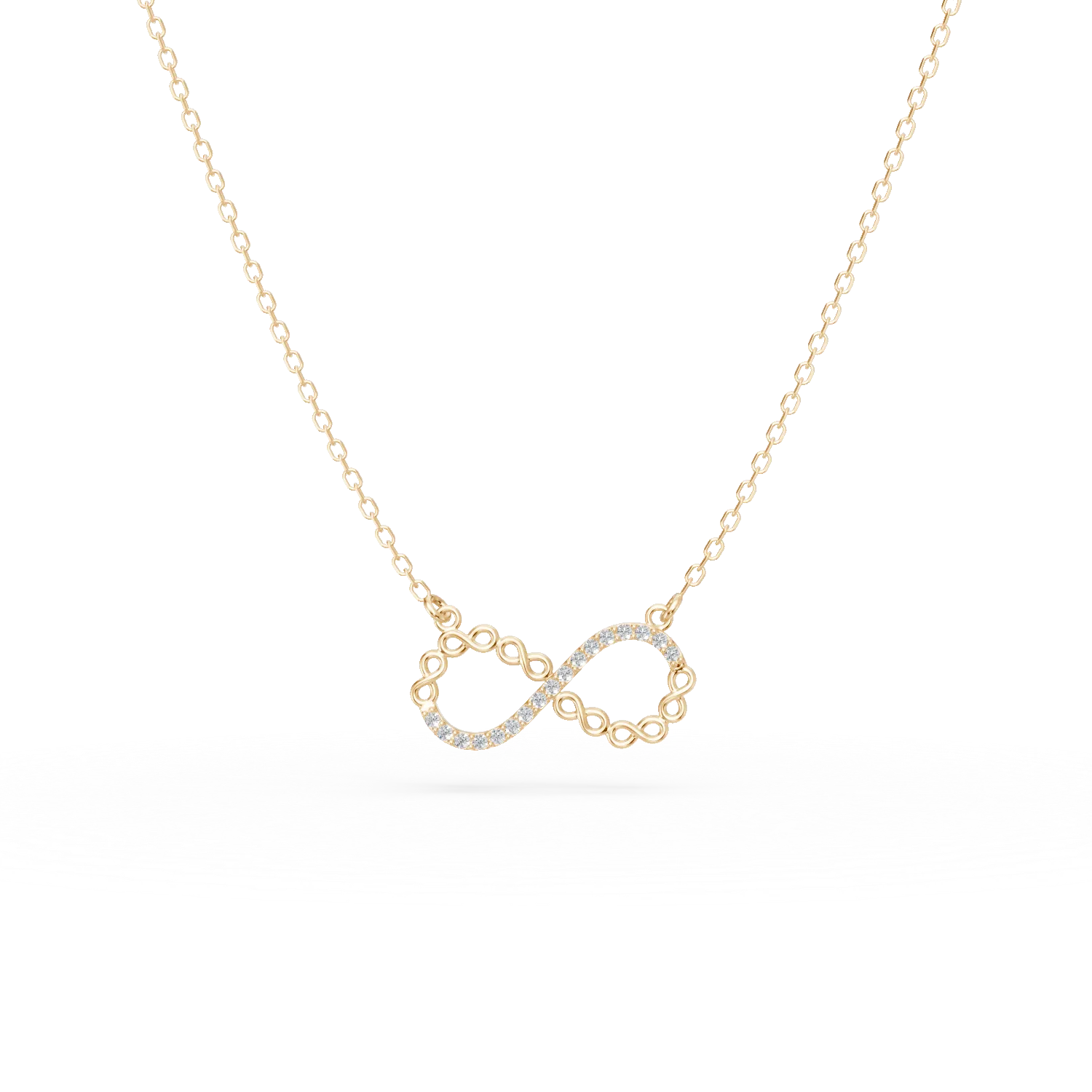 Lant cu pandantiv infinit din aur galben cu zirconii